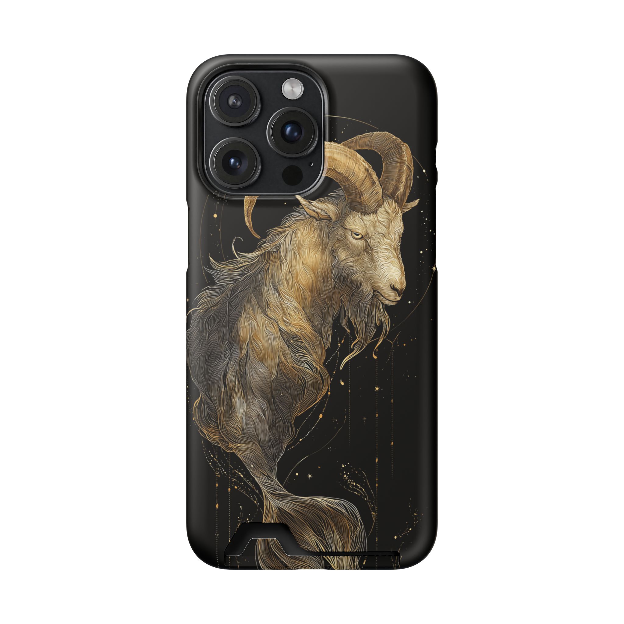 Capricorn Zodiac Phone Case with Card Holder – Celestial Gold Sea-Goat - Image 104