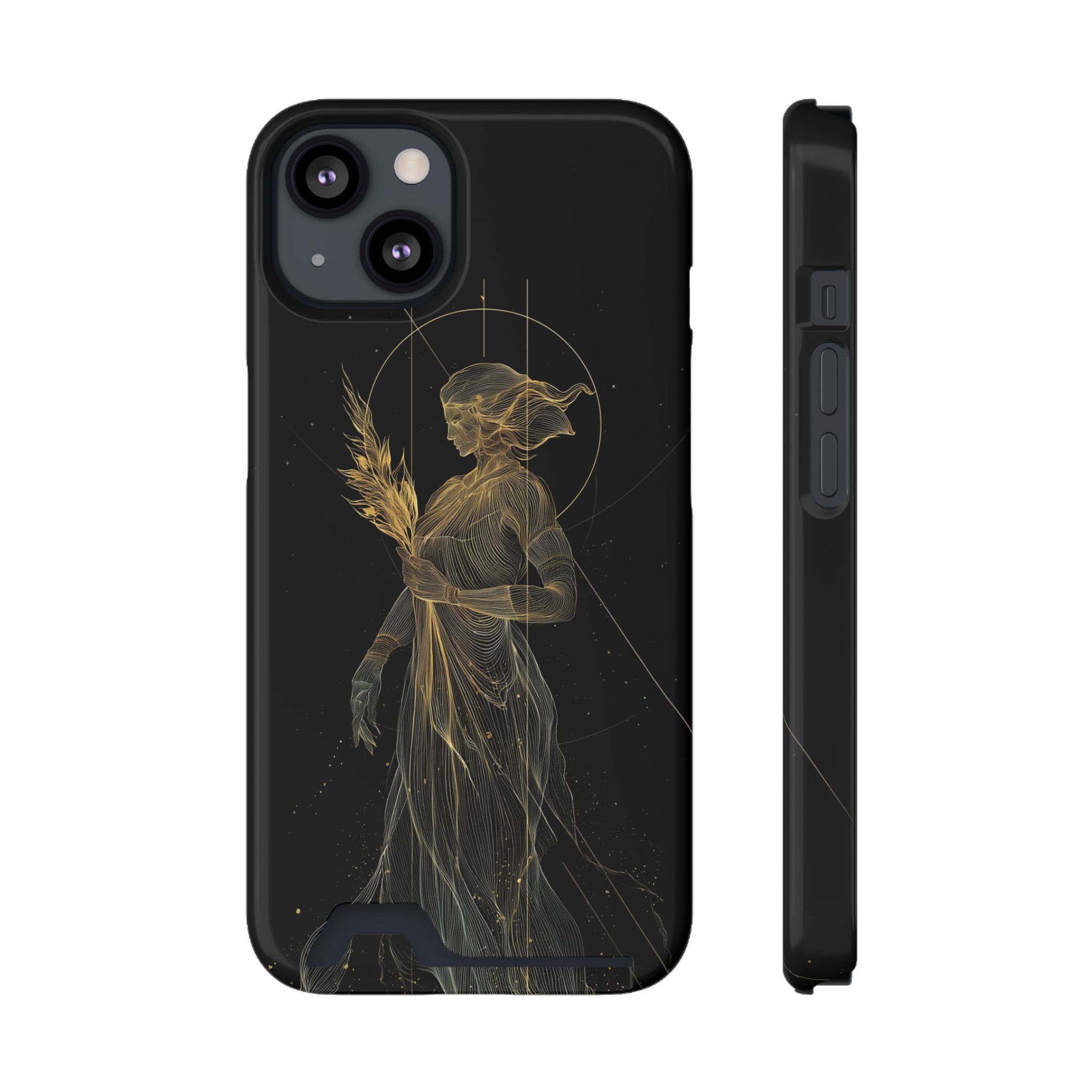 Virgo Zodiac Phone Case with Card Holder – Celestial Gold Maiden - Image 25