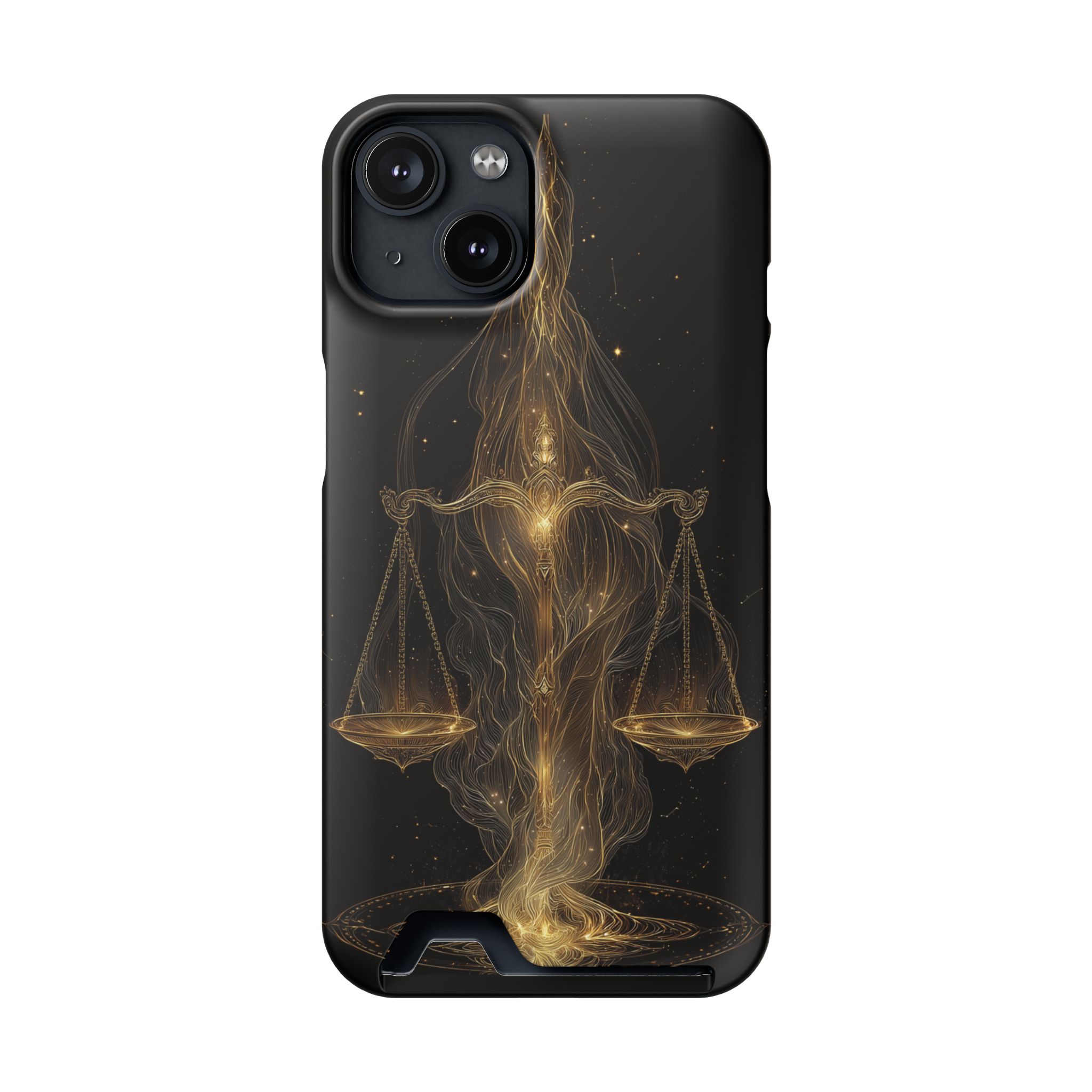 Libra Zodiac Phone Case with Card Holder – Celestial Gold Scales - Image 89