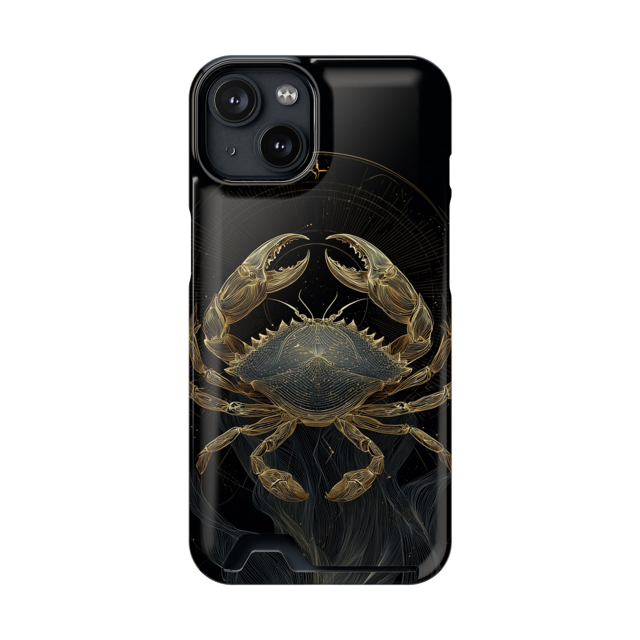 Cancer Zodiac Phone Case with Card Holder – Celestial Gold Crab - Image 93