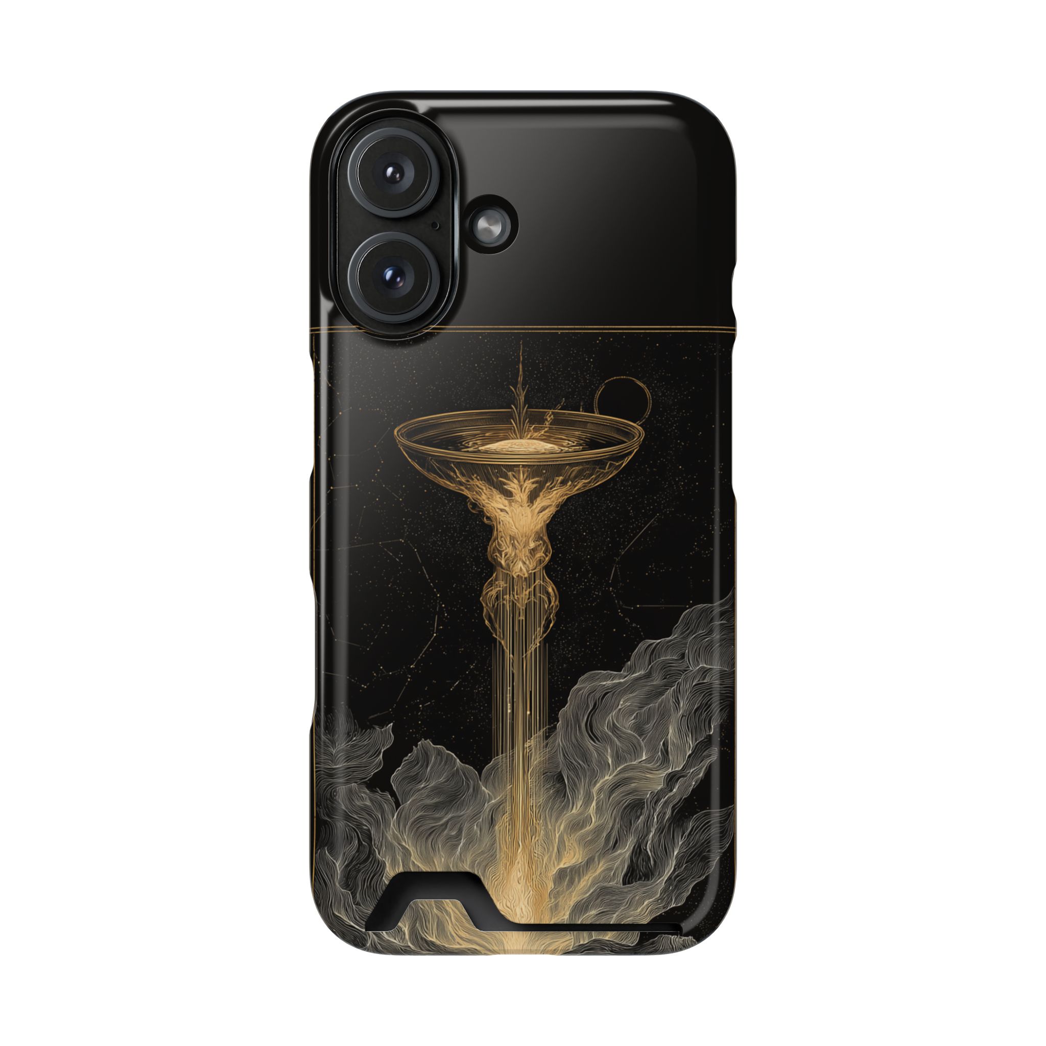 Aquarius Zodiac Phone Case with Card Holder – Celestial Gold Water Bearer - Image 105