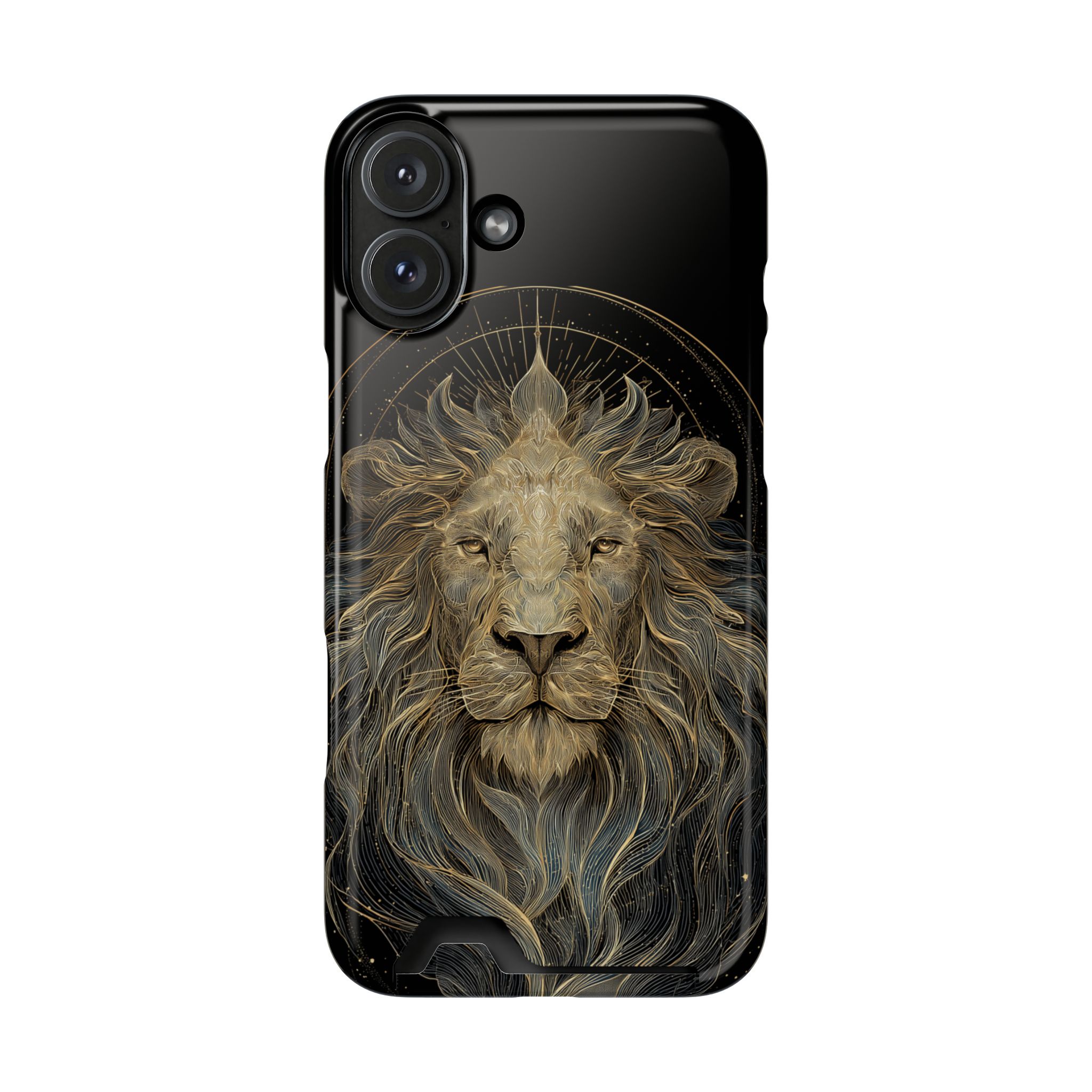 Leo Zodiac Phone Case with Card Holder – Celestial Gold Lion - Image 109