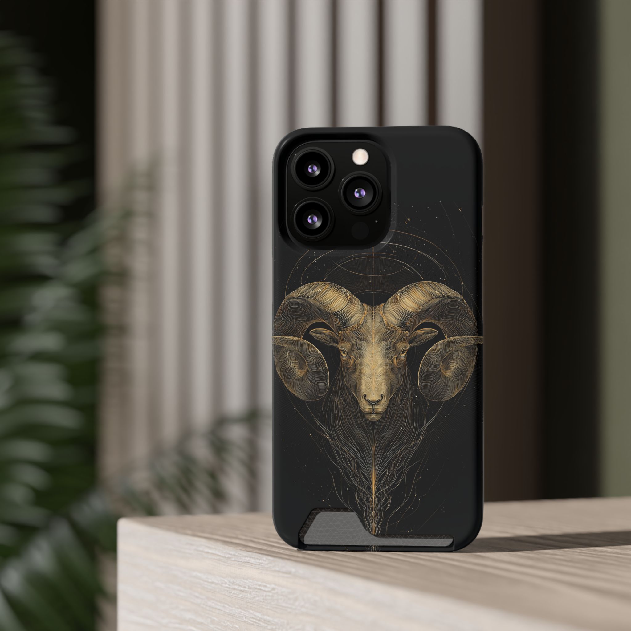 Aries Zodiac Phone Case with Card Holder – Celestial Gold Constellation - Image 44