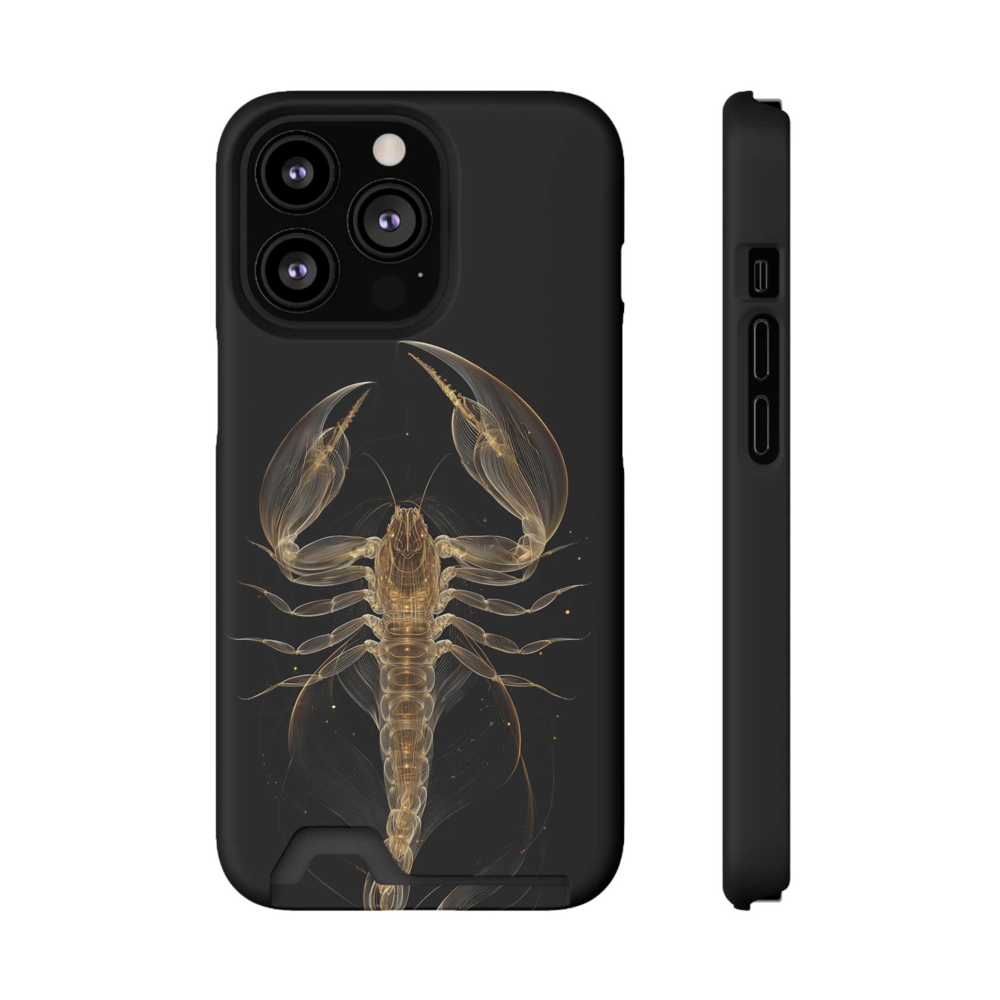 Scorpio Zodiac Phone Case with Card Holder – Celestial Gold Scorpion - Image 45