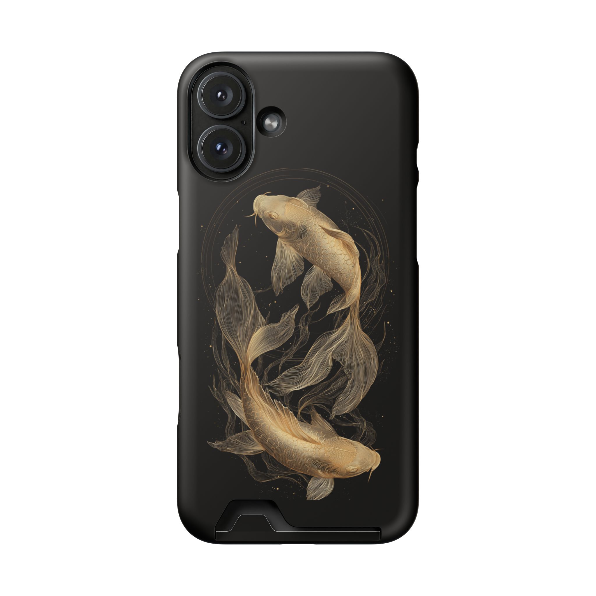 Pisces Zodiac Phone Case with Card Holder – Celestial Gold Fish - Image 110