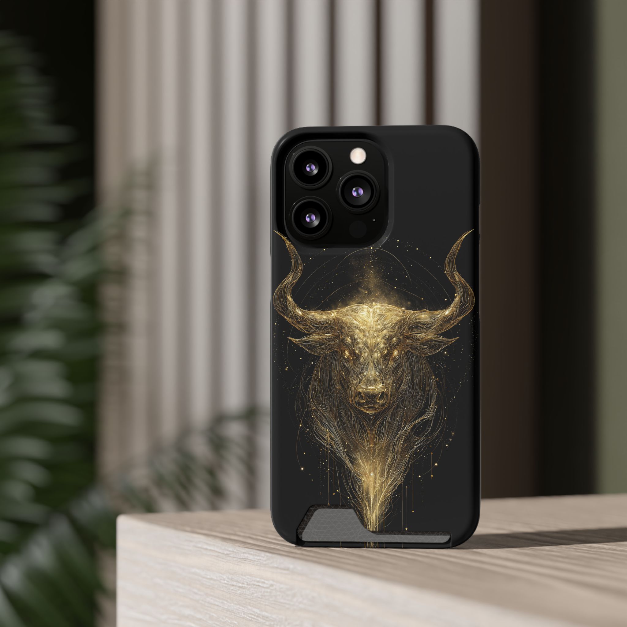Taurus Zodiac Phone Case with Card Holder – Celestial Gold Bull - Image 44