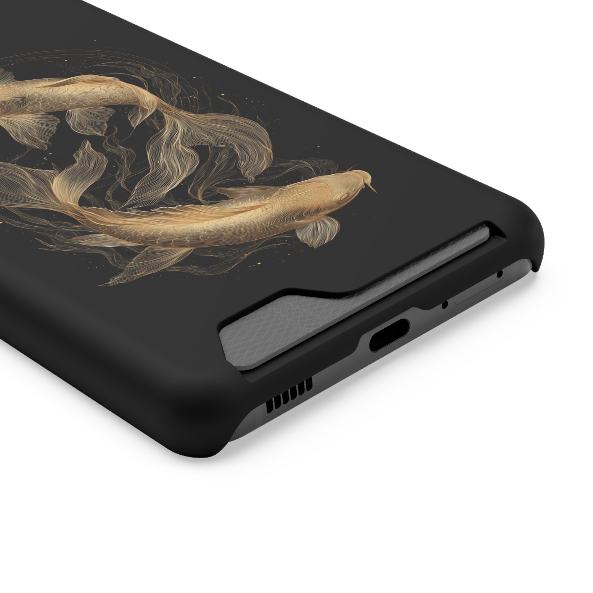 Pisces Zodiac Phone Case with Card Holder – Celestial Gold Fish - Image 70