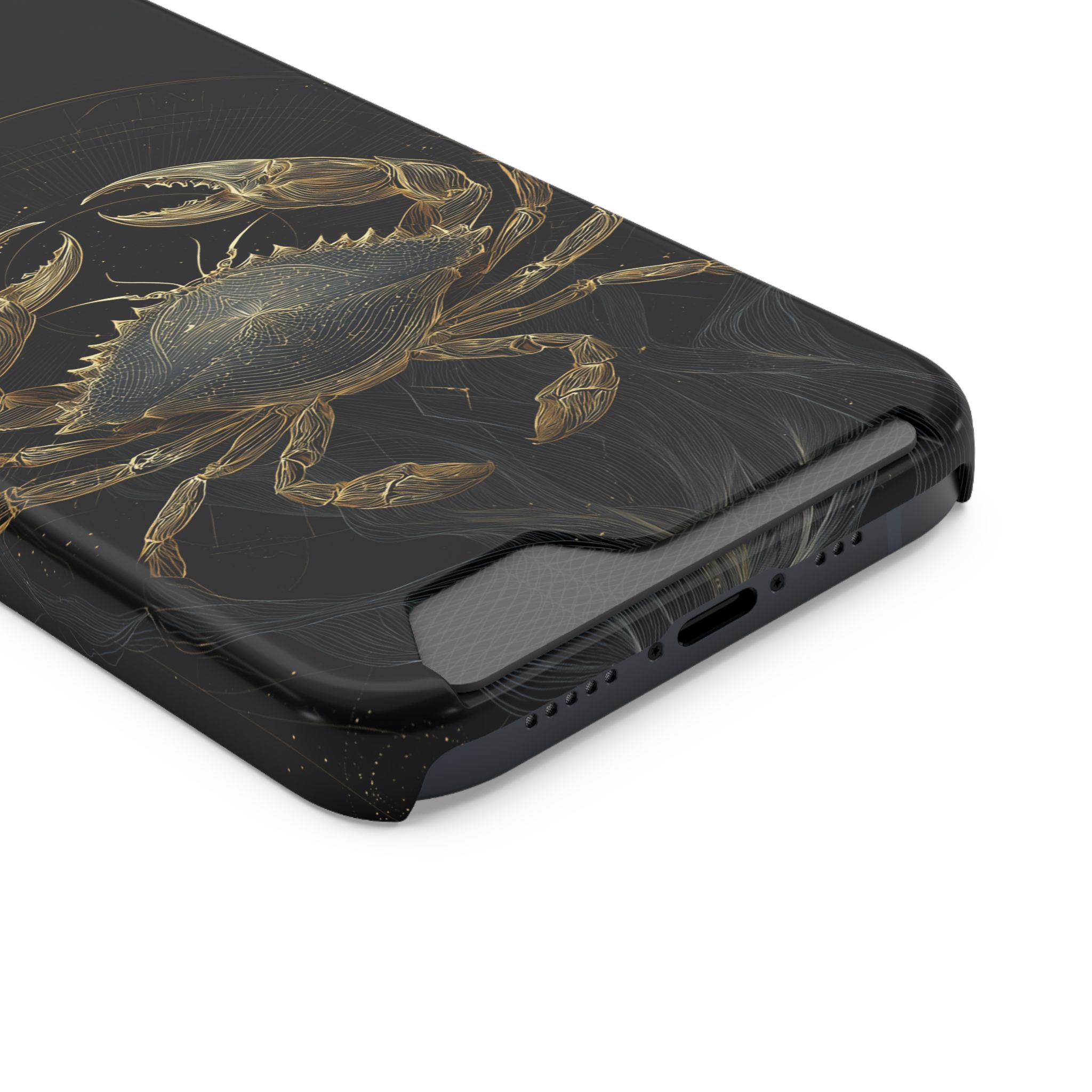 Cancer Zodiac Phone Case with Card Holder – Celestial Gold Crab - Image 26