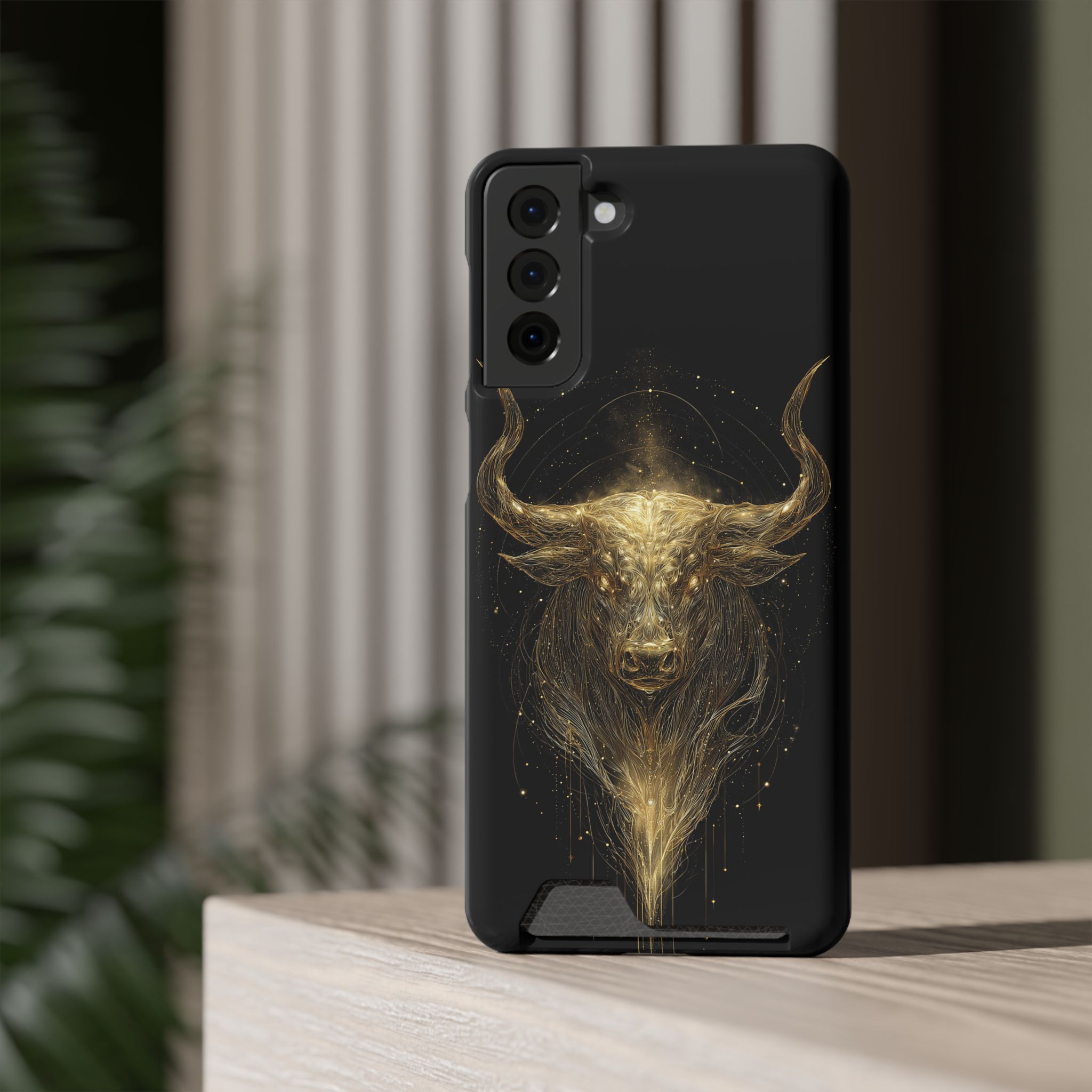 Taurus Zodiac Phone Case with Card Holder – Celestial Gold Bull - Image 68