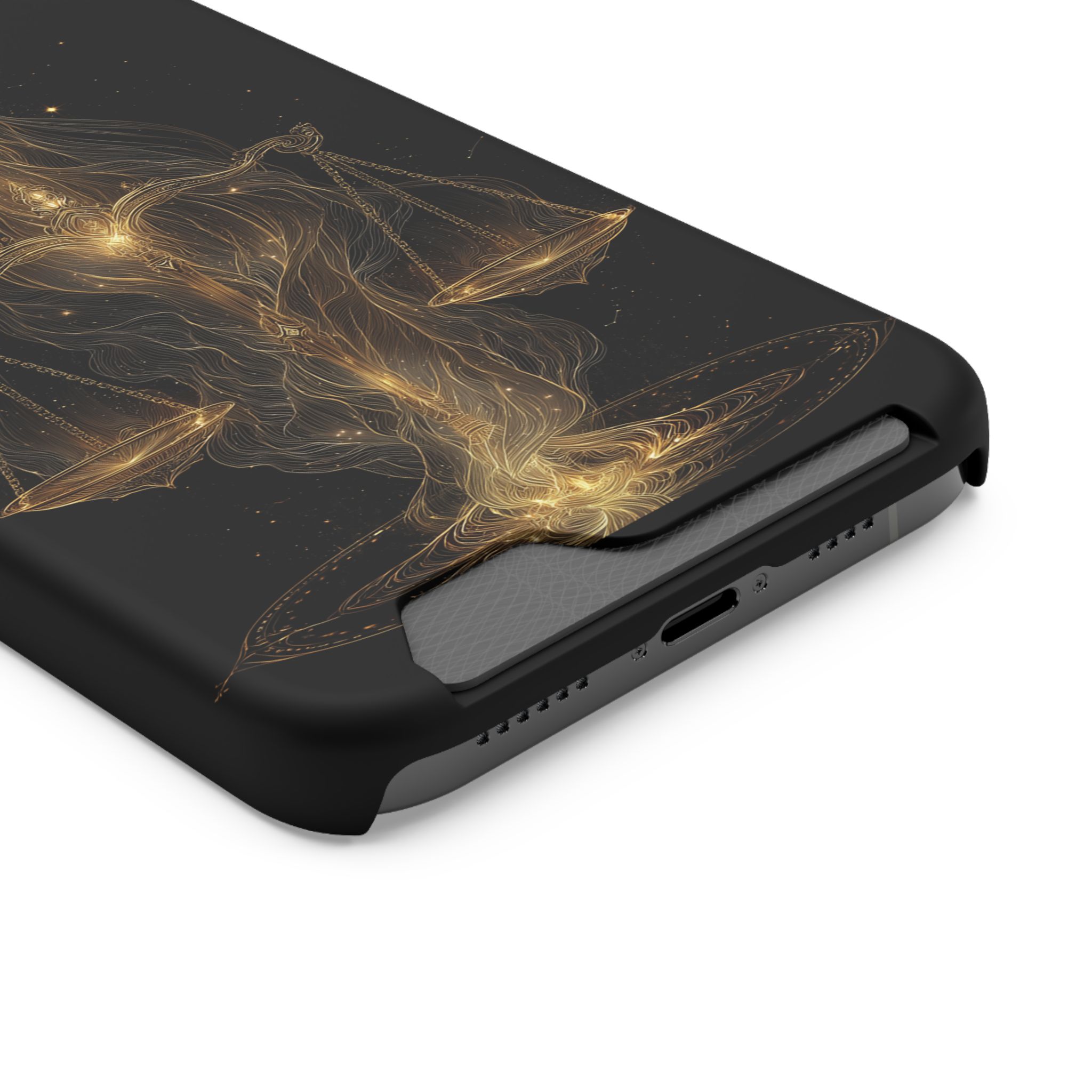 Libra Zodiac Phone Case with Card Holder – Celestial Gold Scales - Image 54
