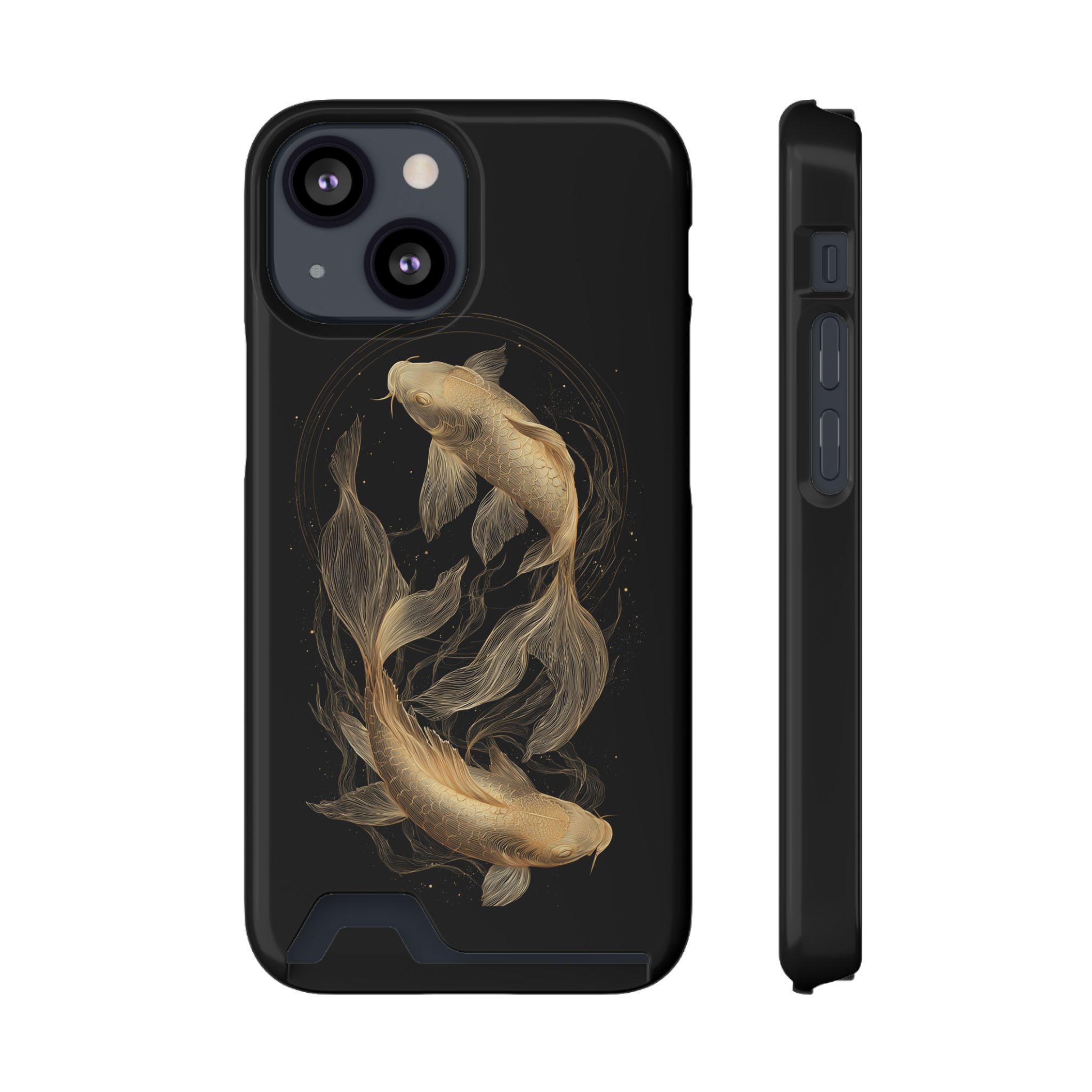 Pisces Zodiac Phone Case with Card Holder – Celestial Gold Fish - Image 33