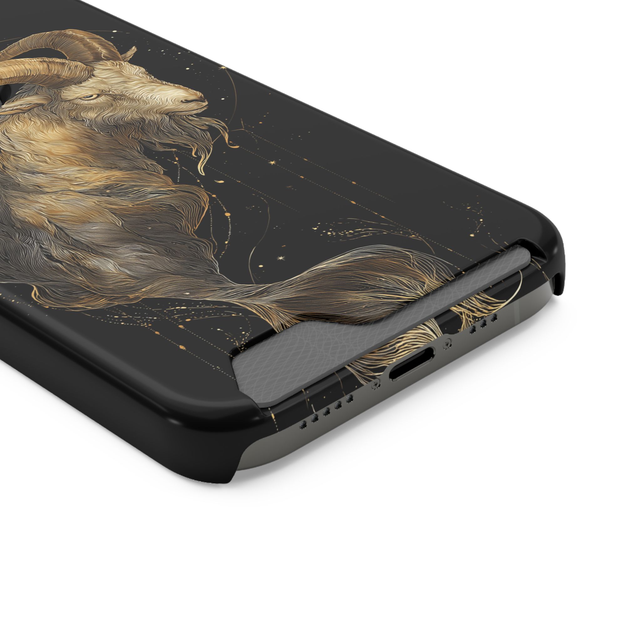 Capricorn Zodiac Phone Case with Card Holder – Celestial Gold Sea-Goat - Image 42