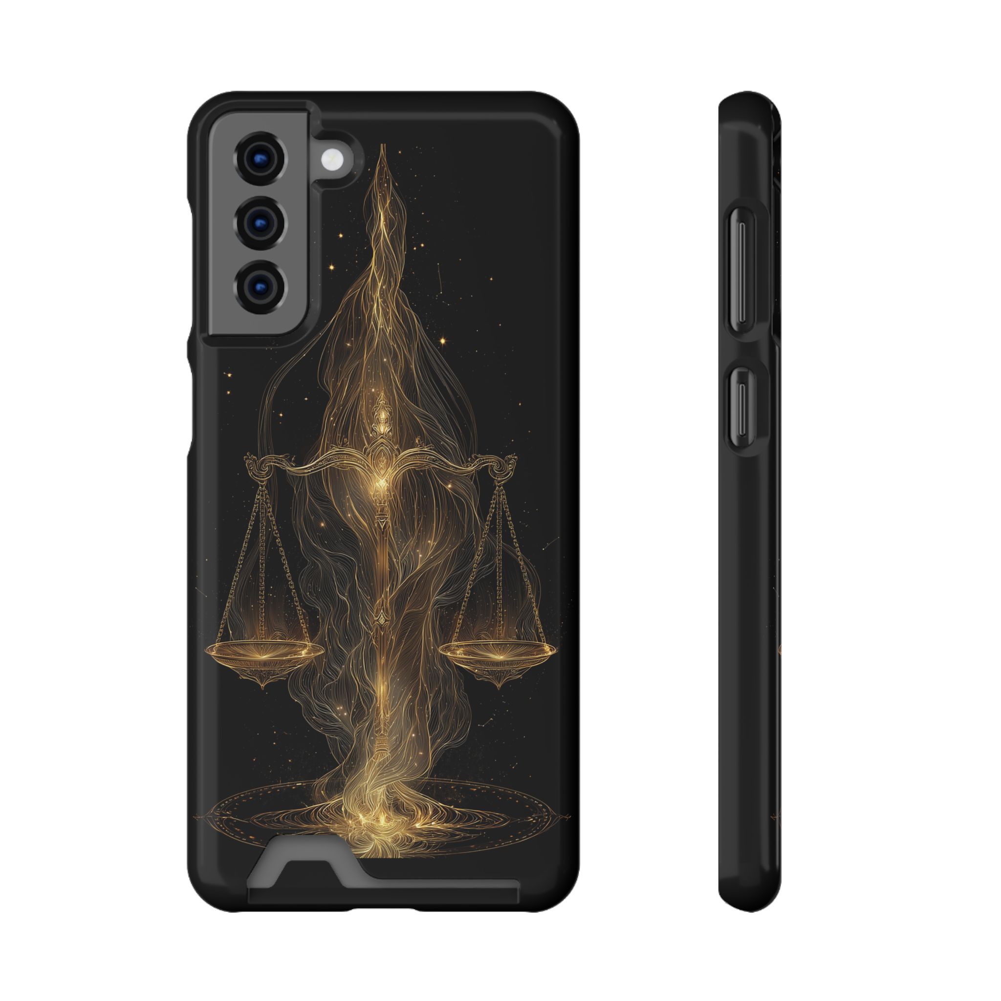 Libra Zodiac Phone Case with Card Holder – Celestial Gold Scales - Image 65