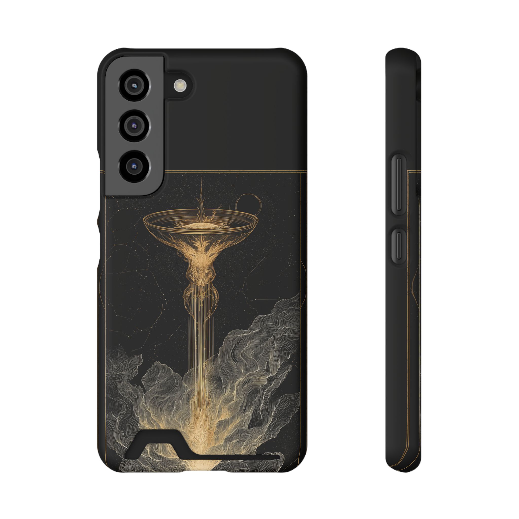 Aquarius Zodiac Phone Case with Card Holder – Celestial Gold Water Bearer - Image 5