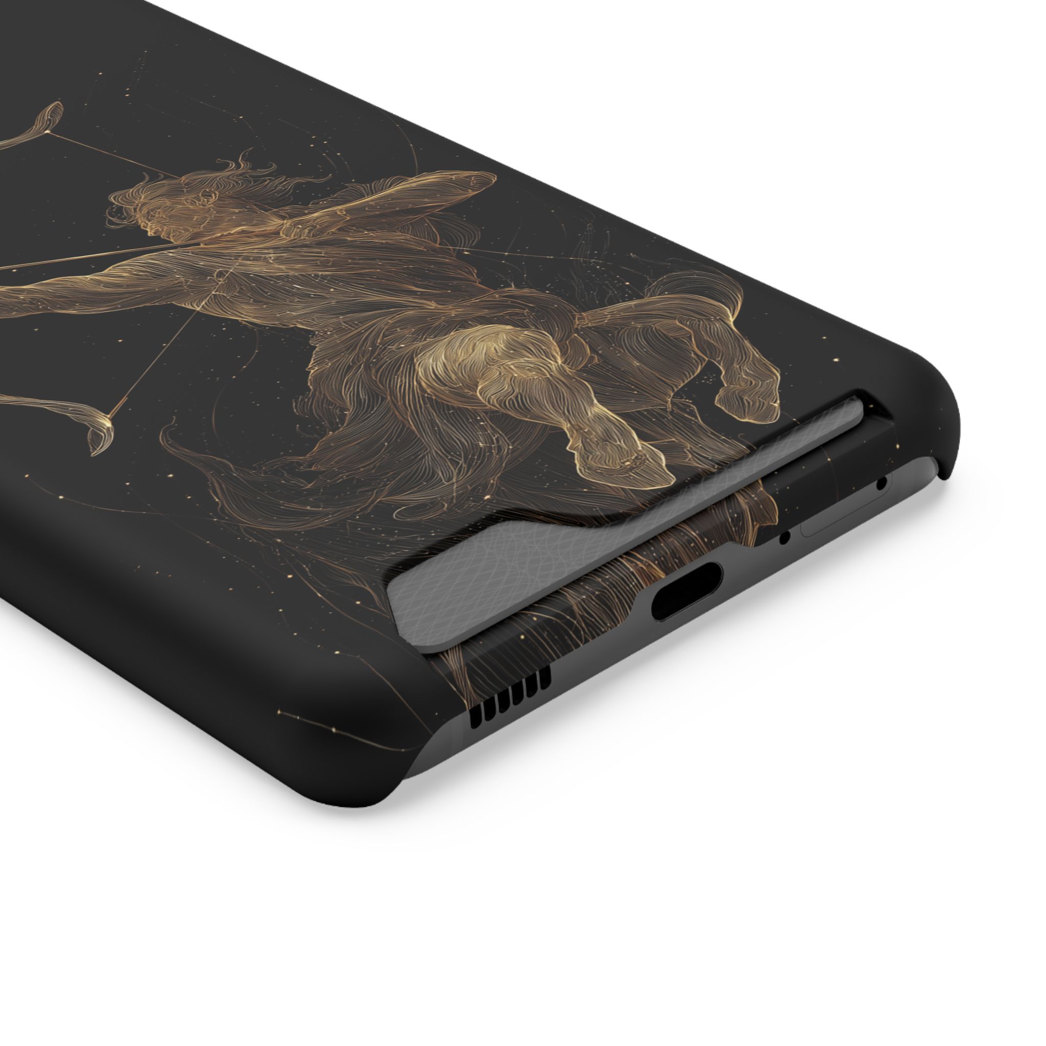 Sagittarius Zodiac Phone Case with Card Holder – Celestial Gold Archer - Image 70