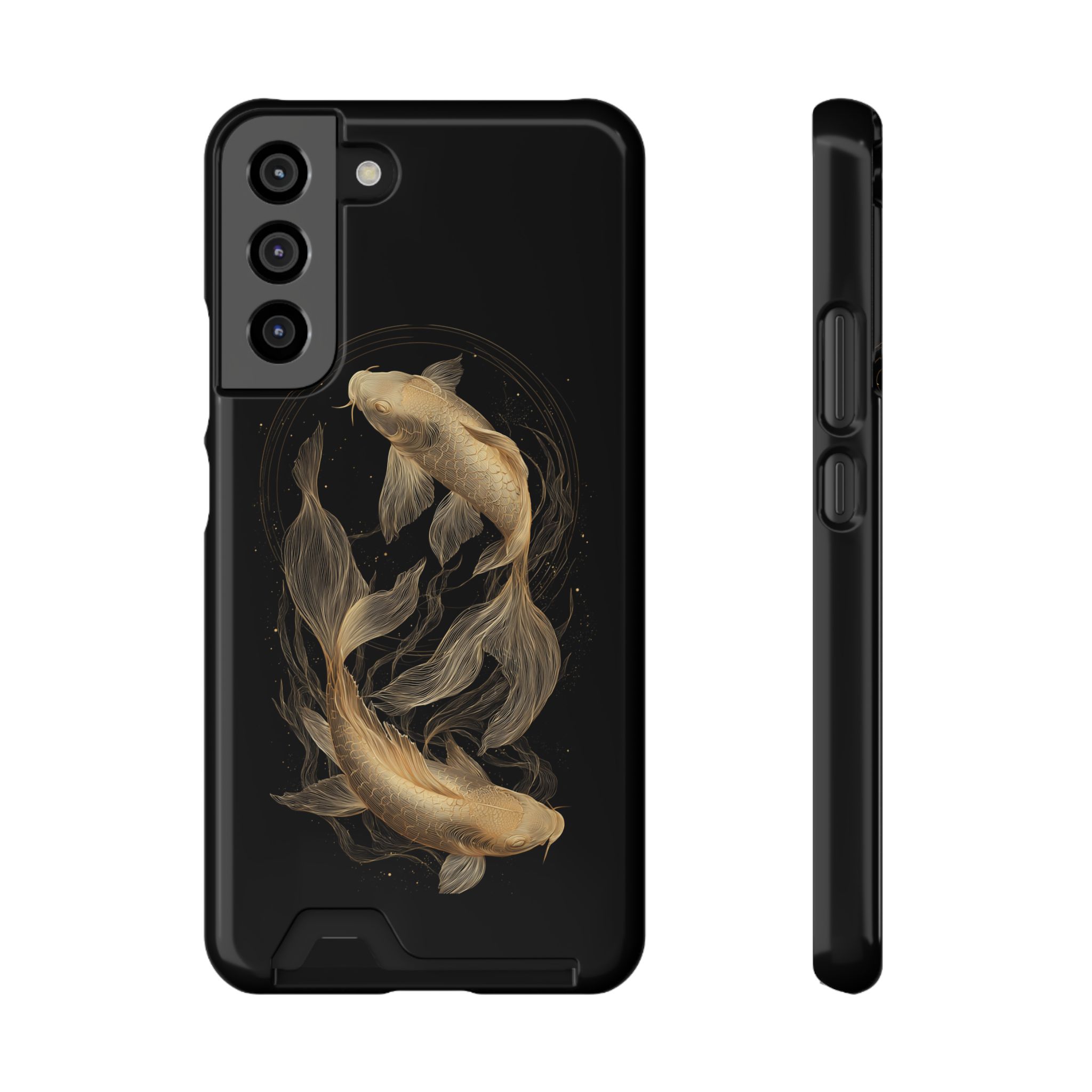 Pisces Zodiac Phone Case with Card Holder – Celestial Gold Fish - Image 9