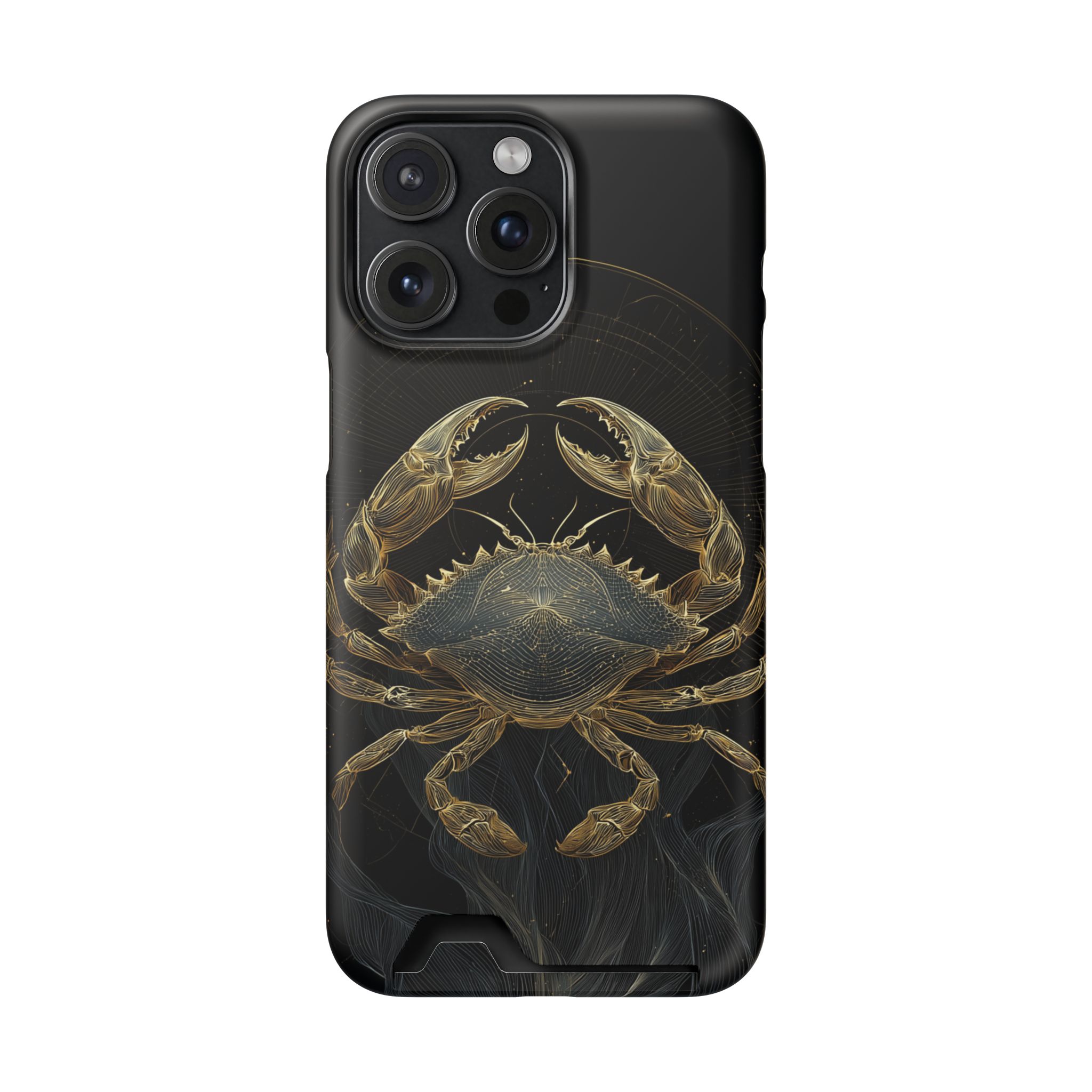 Cancer Zodiac Phone Case with Card Holder – Celestial Gold Crab - Image 104