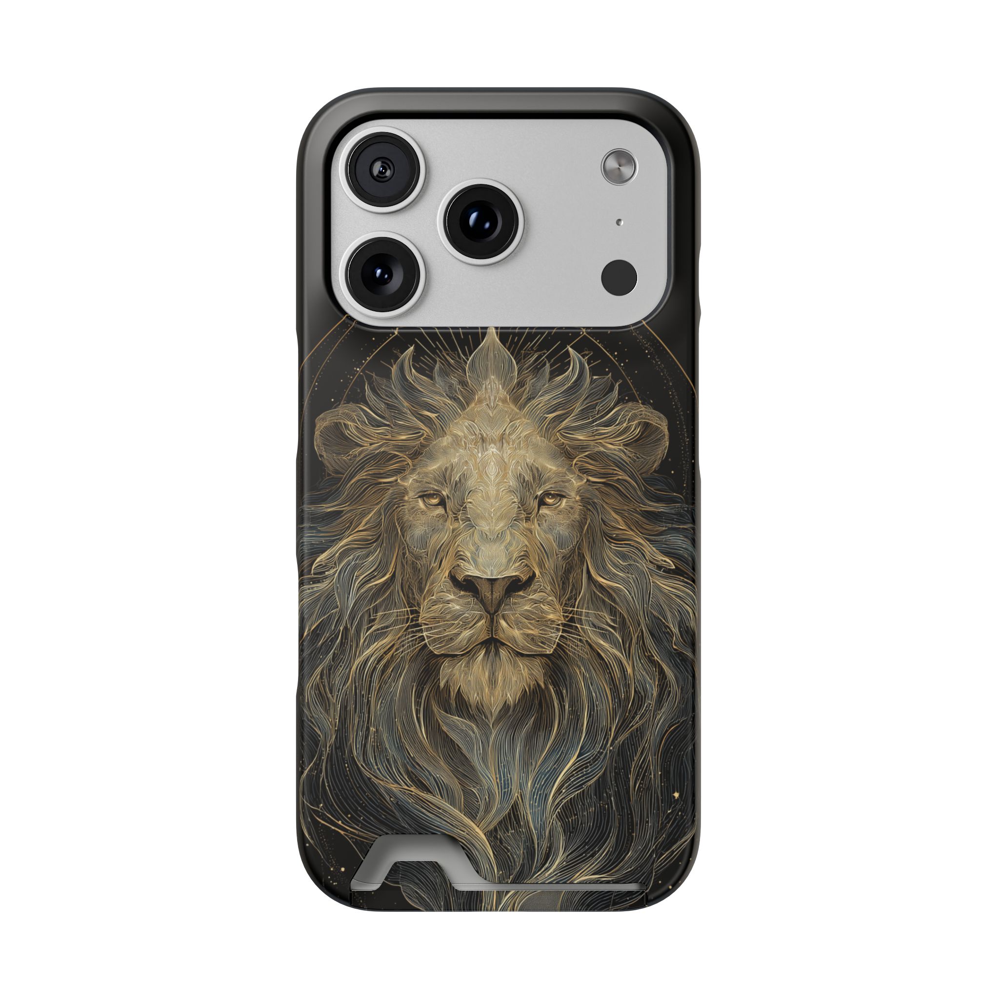 Leo Zodiac Phone Case with Card Holder – Celestial Gold Lion - Image 83