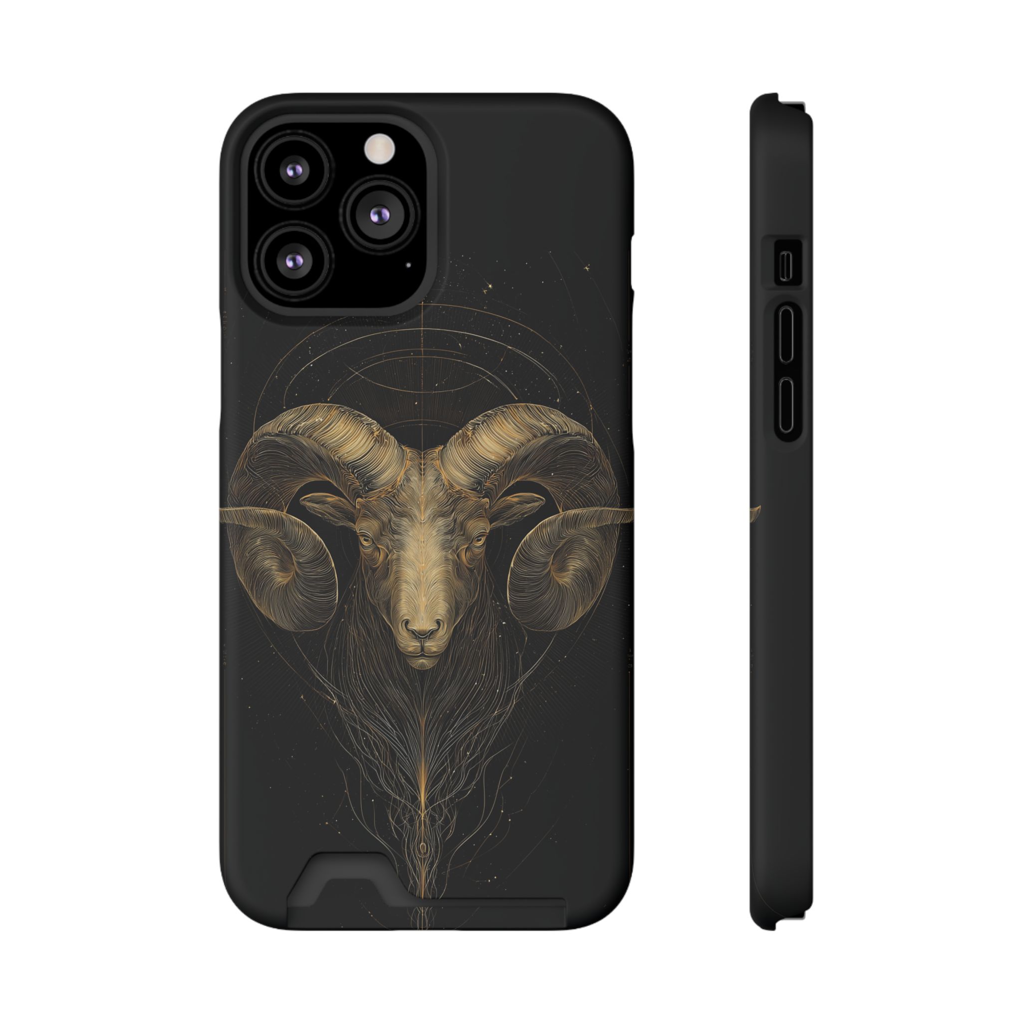 Aries Zodiac Phone Case with Card Holder – Celestial Gold Constellation - Image 53