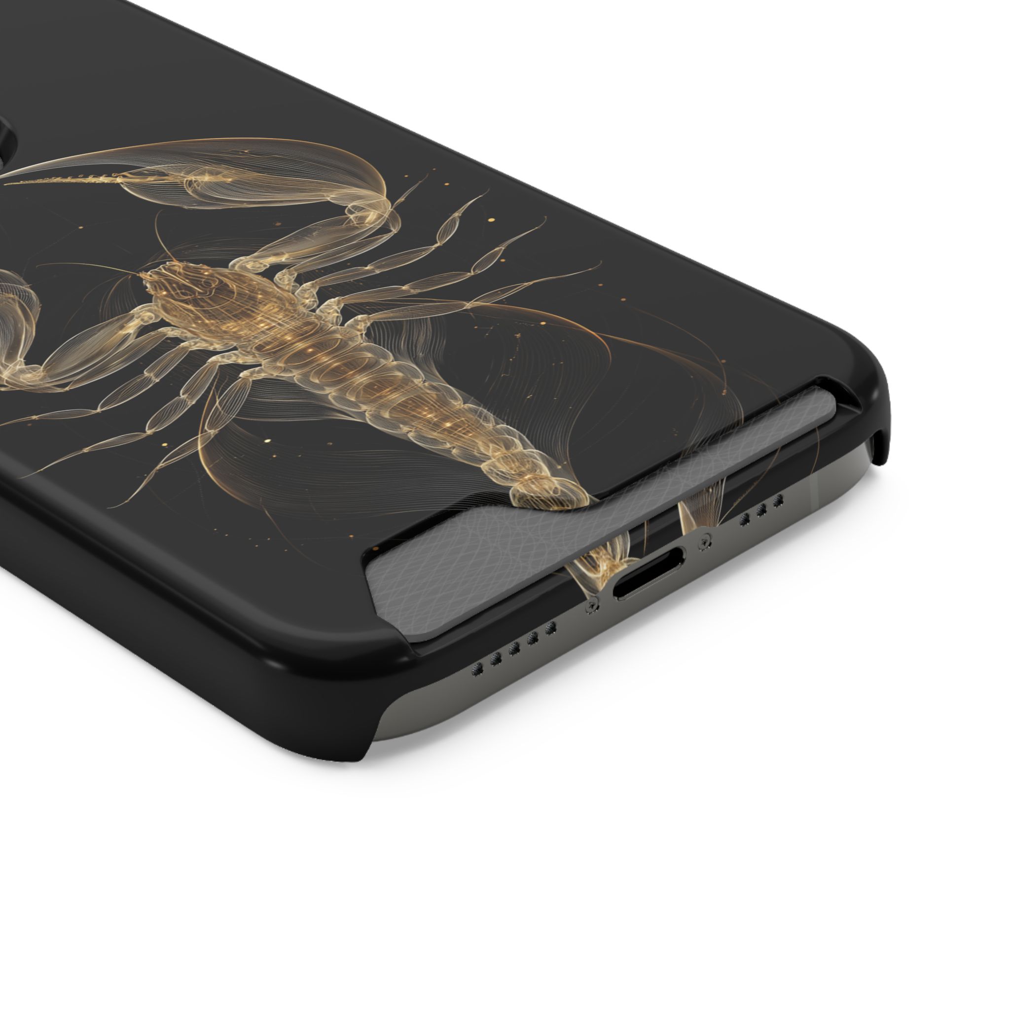 Scorpio Zodiac Phone Case with Card Holder – Celestial Gold Scorpion - Image 42