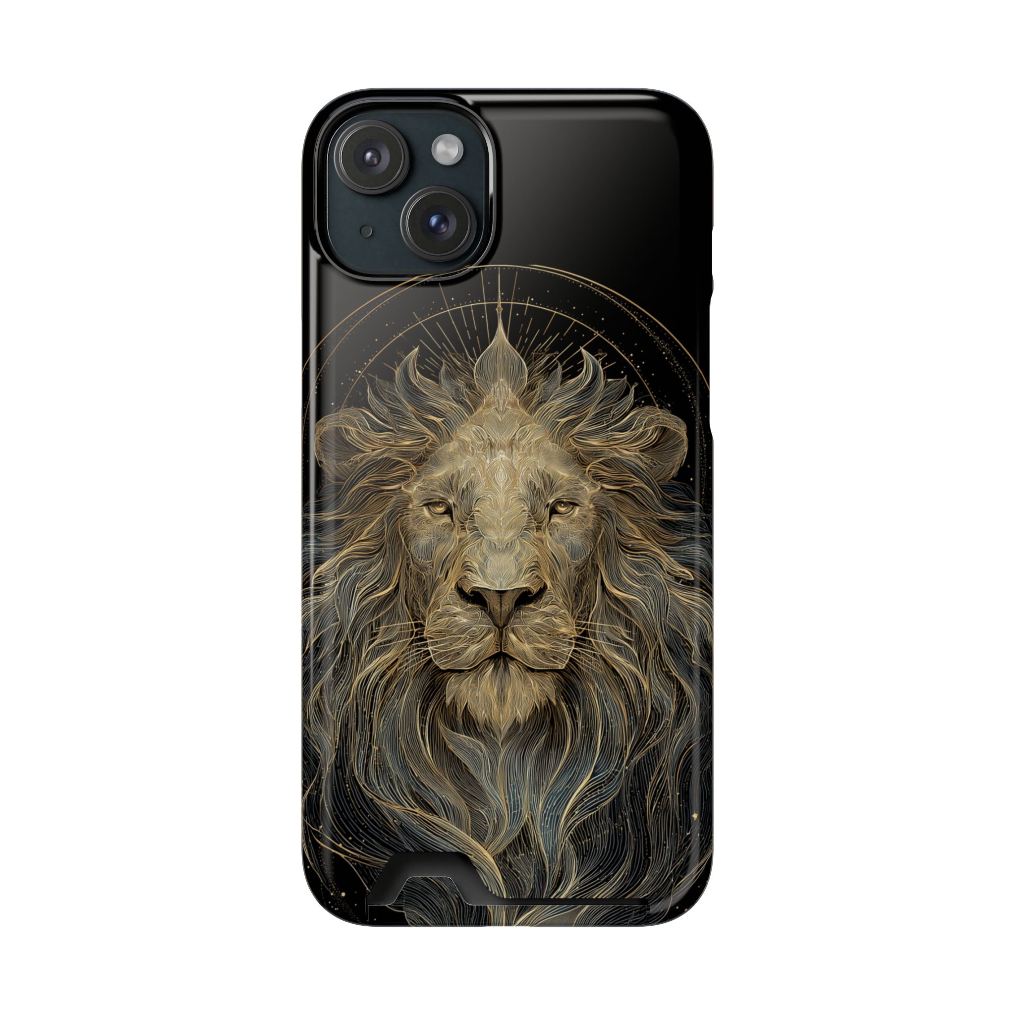 Leo Zodiac Phone Case with Card Holder – Celestial Gold Lion - Image 101