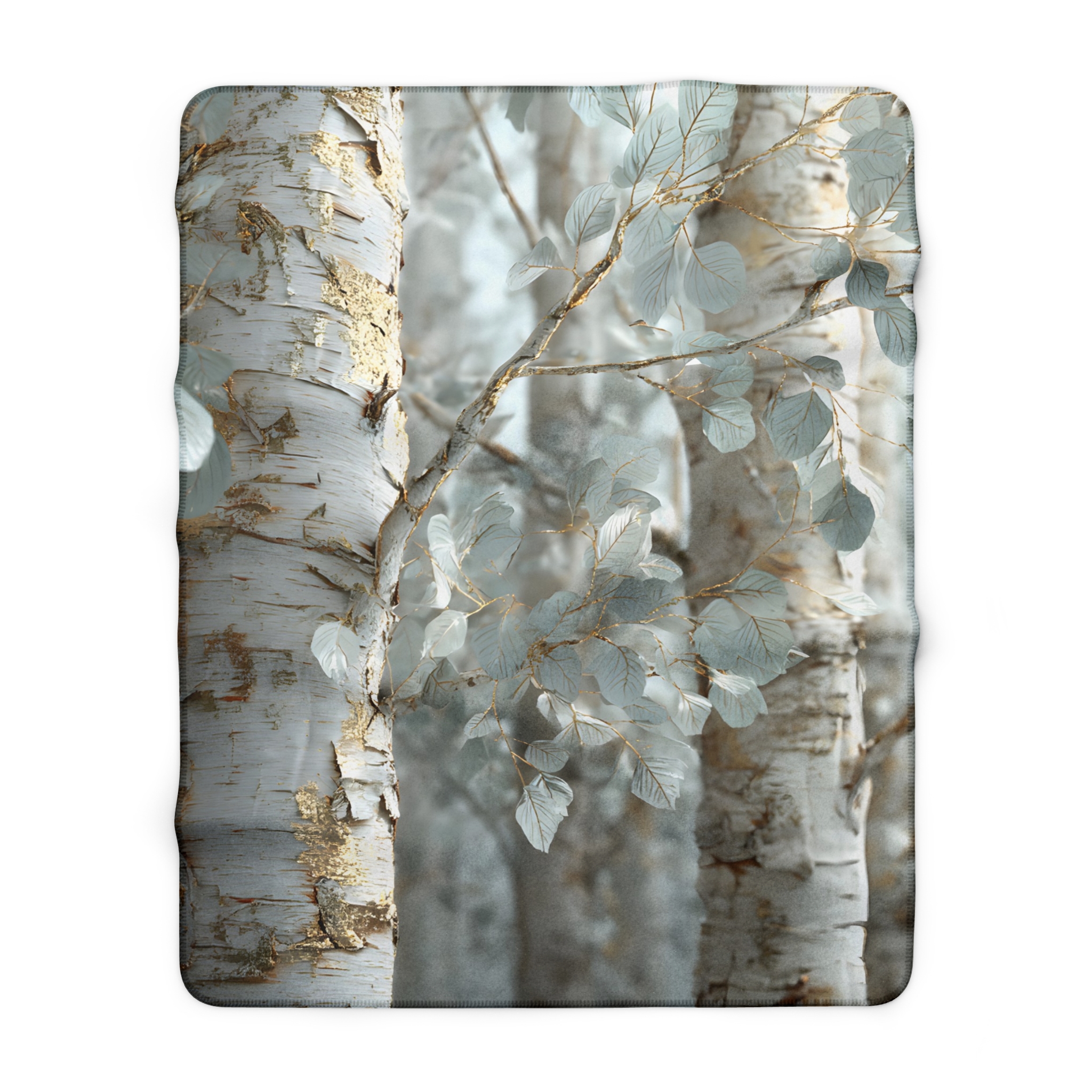 Golden Birch Forest Sherpa Blanket – Ethereal Woodland Throw - Image 9