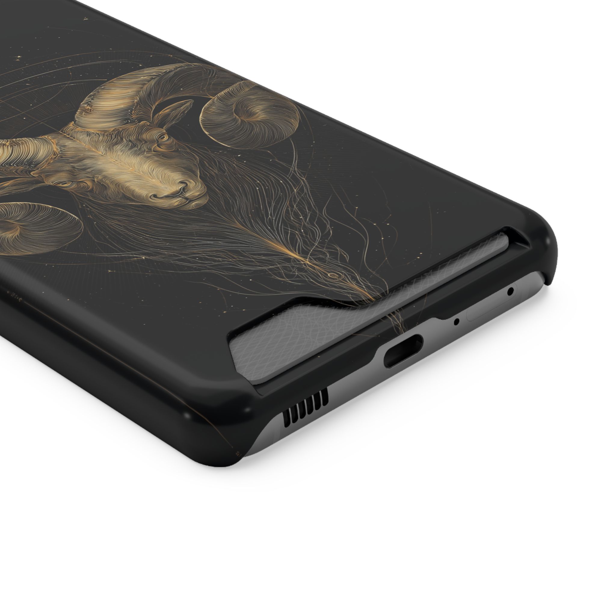 Aries Zodiac Phone Case with Card Holder – Celestial Gold Constellation - Image 58