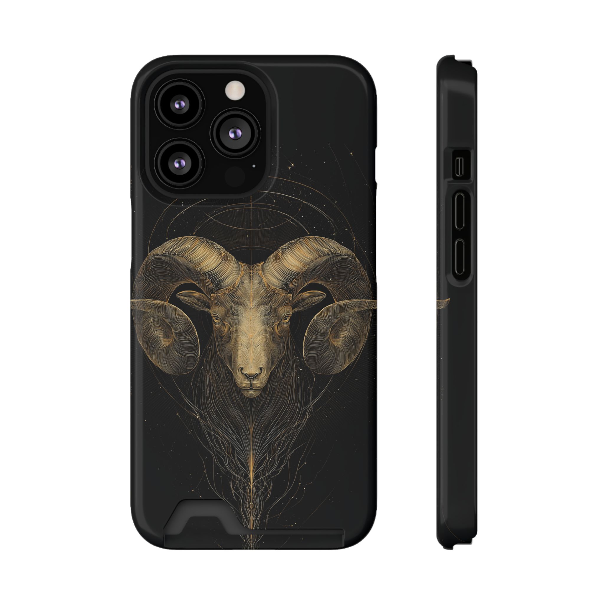 Aries Zodiac Phone Case with Card Holder – Celestial Gold Constellation - Image 41