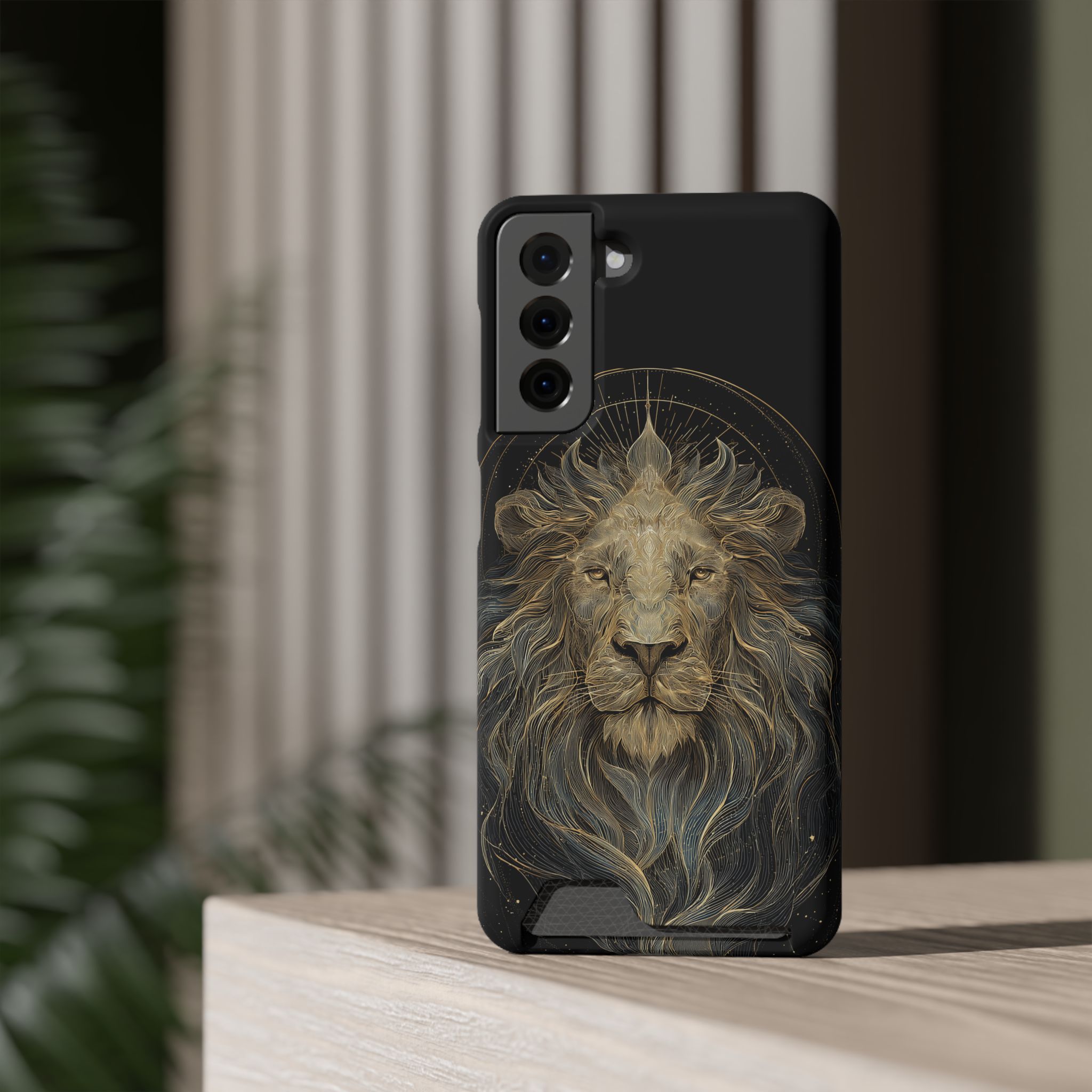 Leo Zodiac Phone Case with Card Holder – Celestial Gold Lion - Image 64
