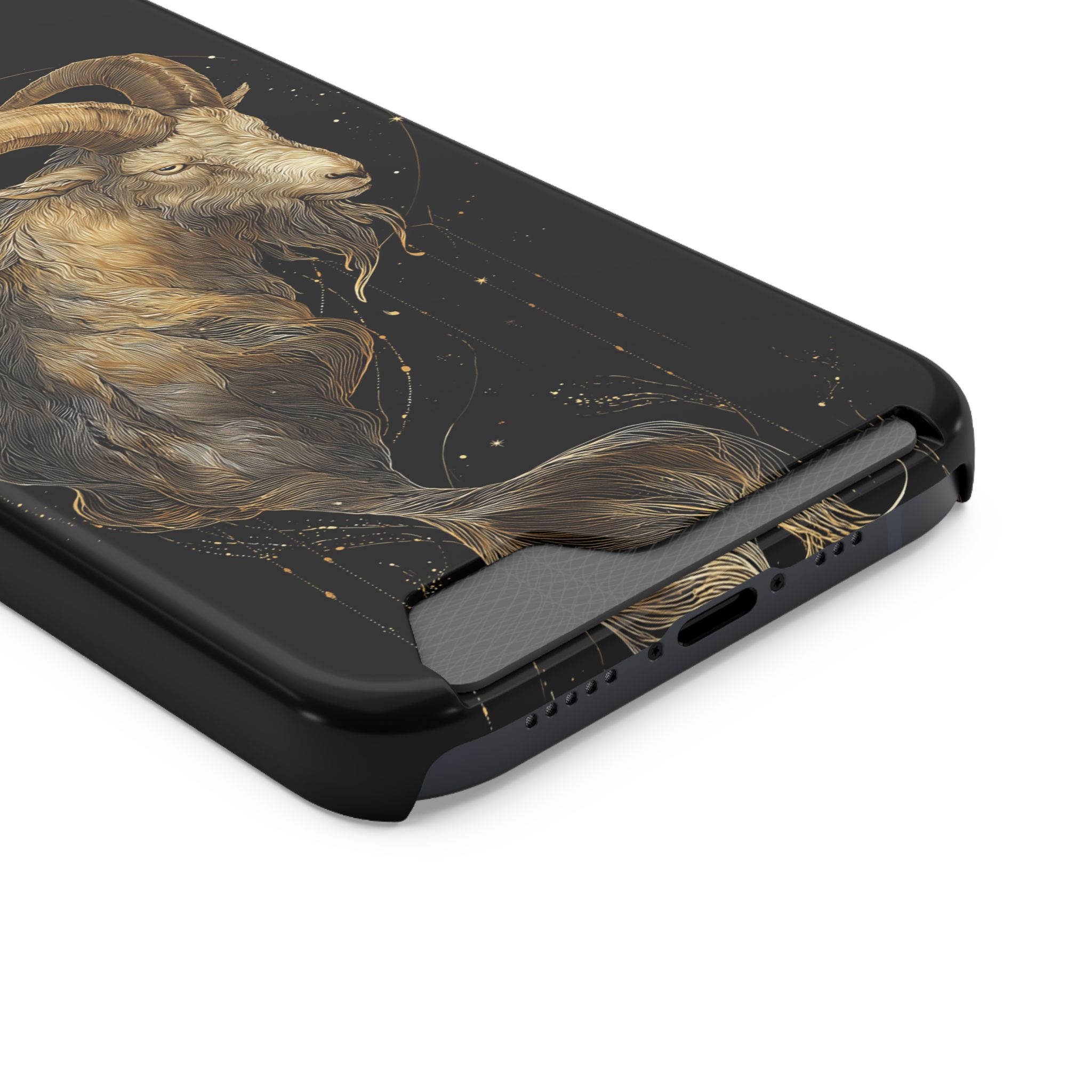 Capricorn Zodiac Phone Case with Card Holder – Celestial Gold Sea-Goat - Image 26