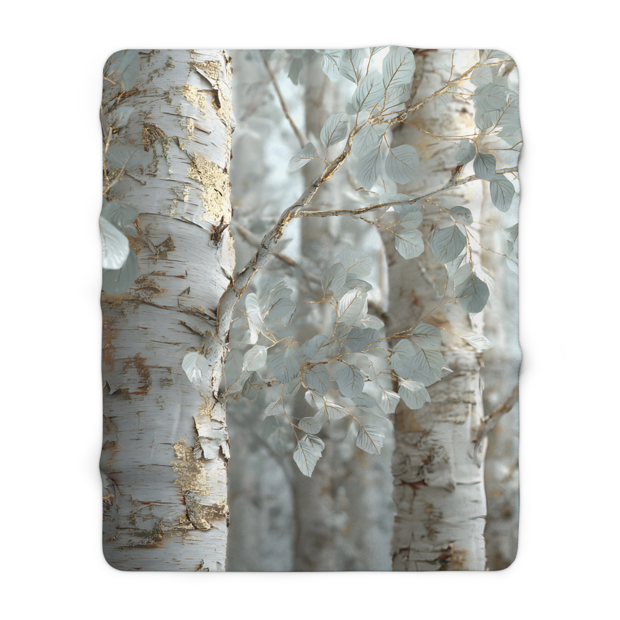 Golden Birch Forest Sherpa Blanket – Ethereal Woodland Throw - Image 5