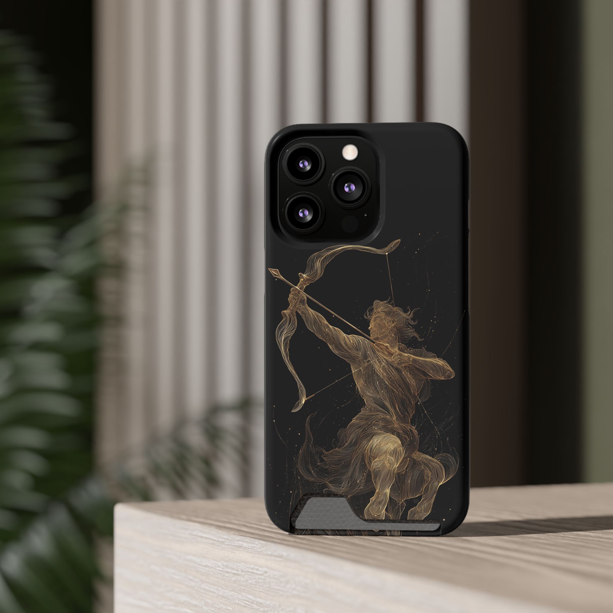 Sagittarius Zodiac Phone Case with Card Holder – Celestial Gold Archer - Image 44