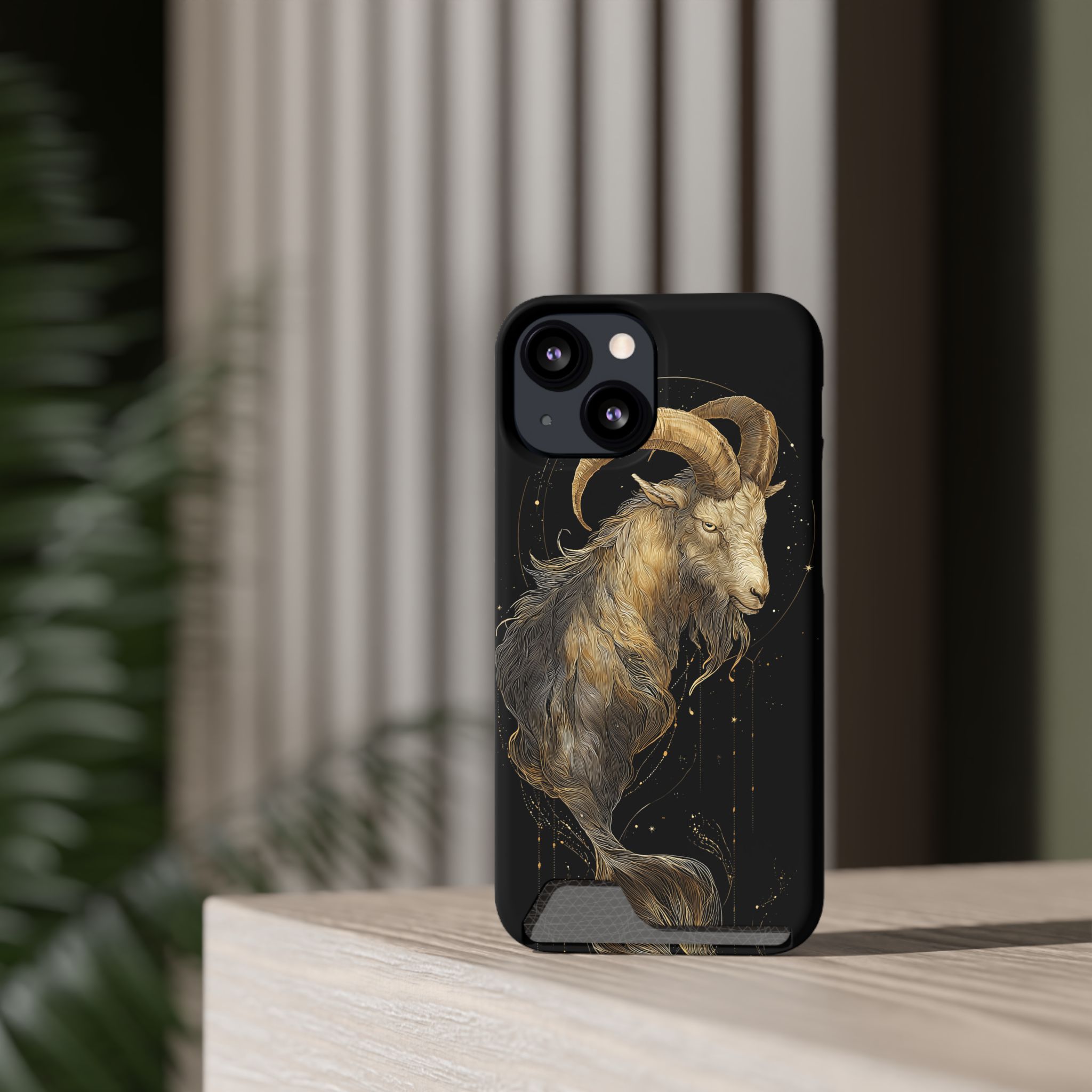 Capricorn Zodiac Phone Case with Card Holder – Celestial Gold Sea-Goat - Image 40