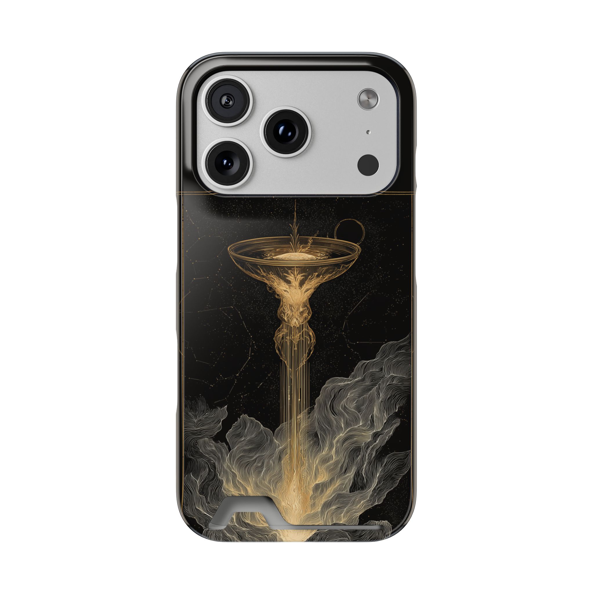 Aquarius Zodiac Phone Case with Card Holder – Celestial Gold Water Bearer - Image 87