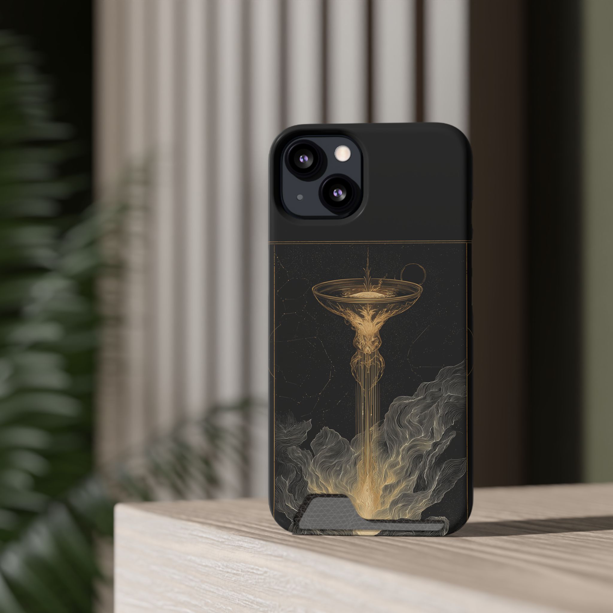 Aquarius Zodiac Phone Case with Card Holder – Celestial Gold Water Bearer - Image 28