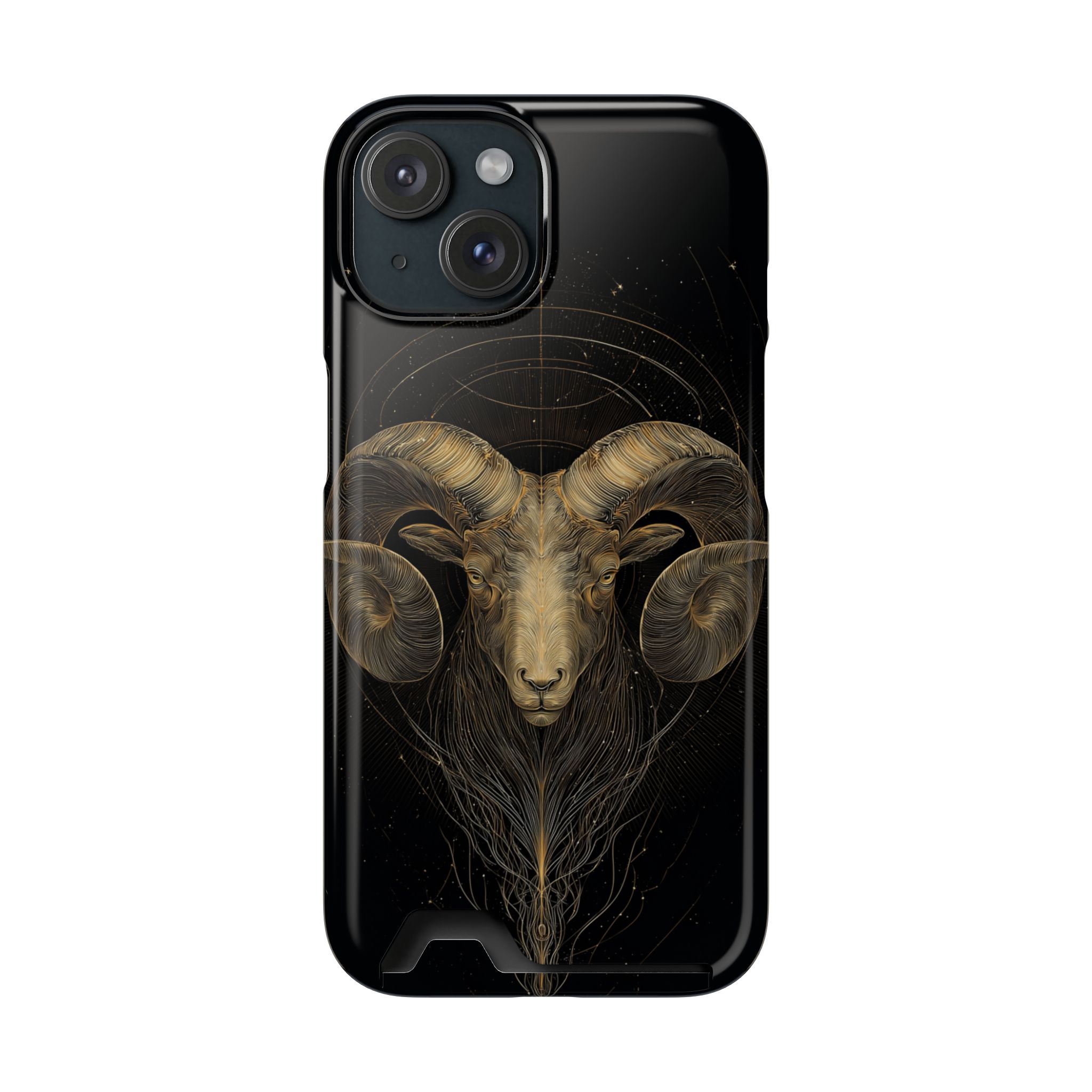 Aries Zodiac Phone Case with Card Holder – Celestial Gold Constellation - Image 97