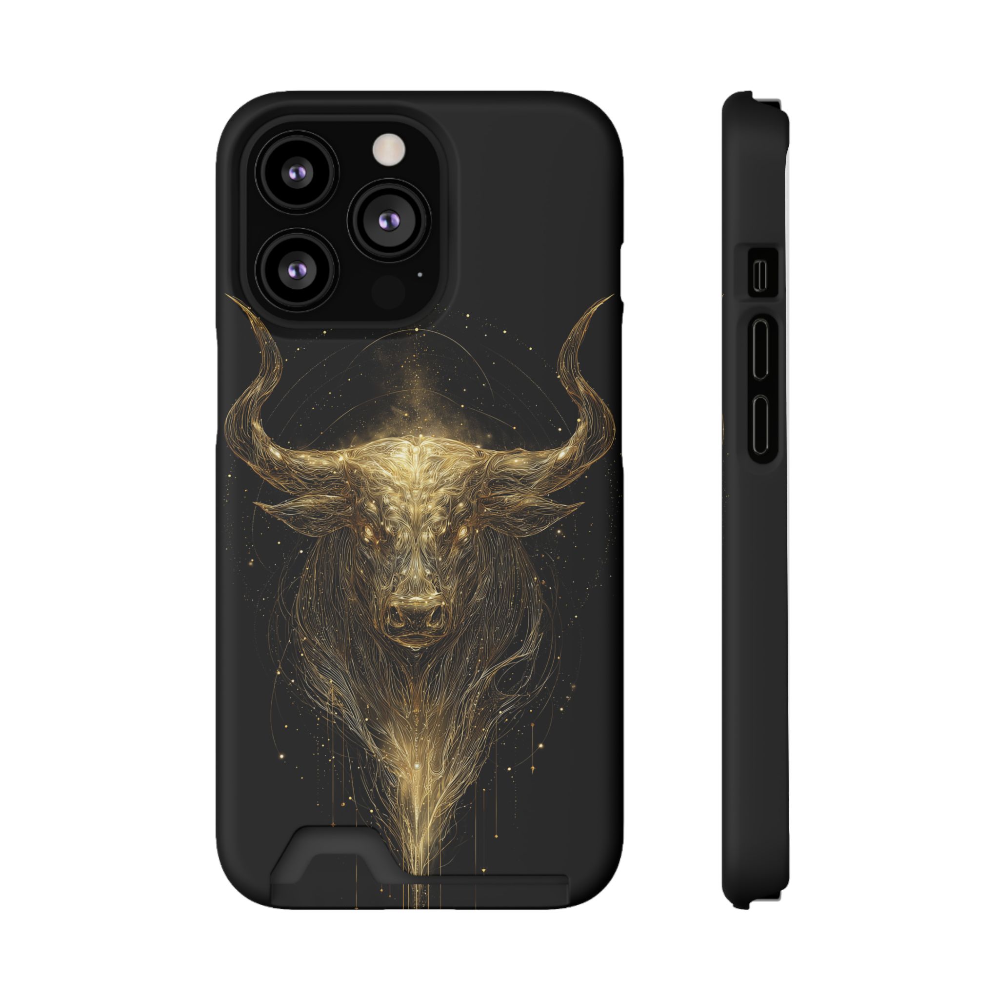 Taurus Zodiac Phone Case with Card Holder – Celestial Gold Bull - Image 45
