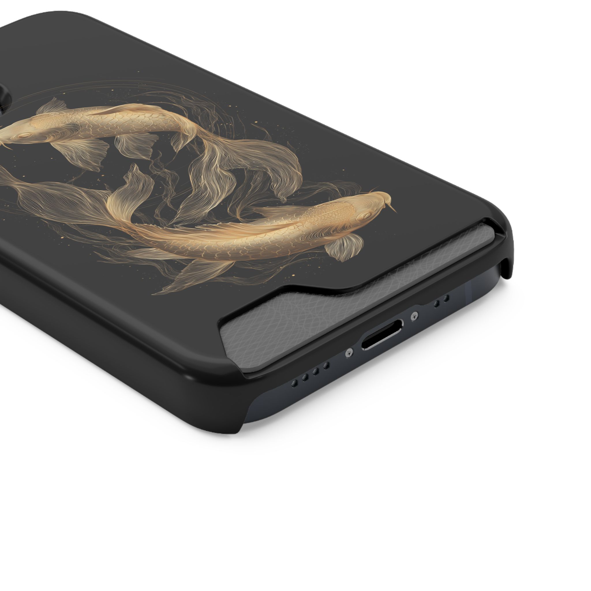 Pisces Zodiac Phone Case with Card Holder – Celestial Gold Fish - Image 34