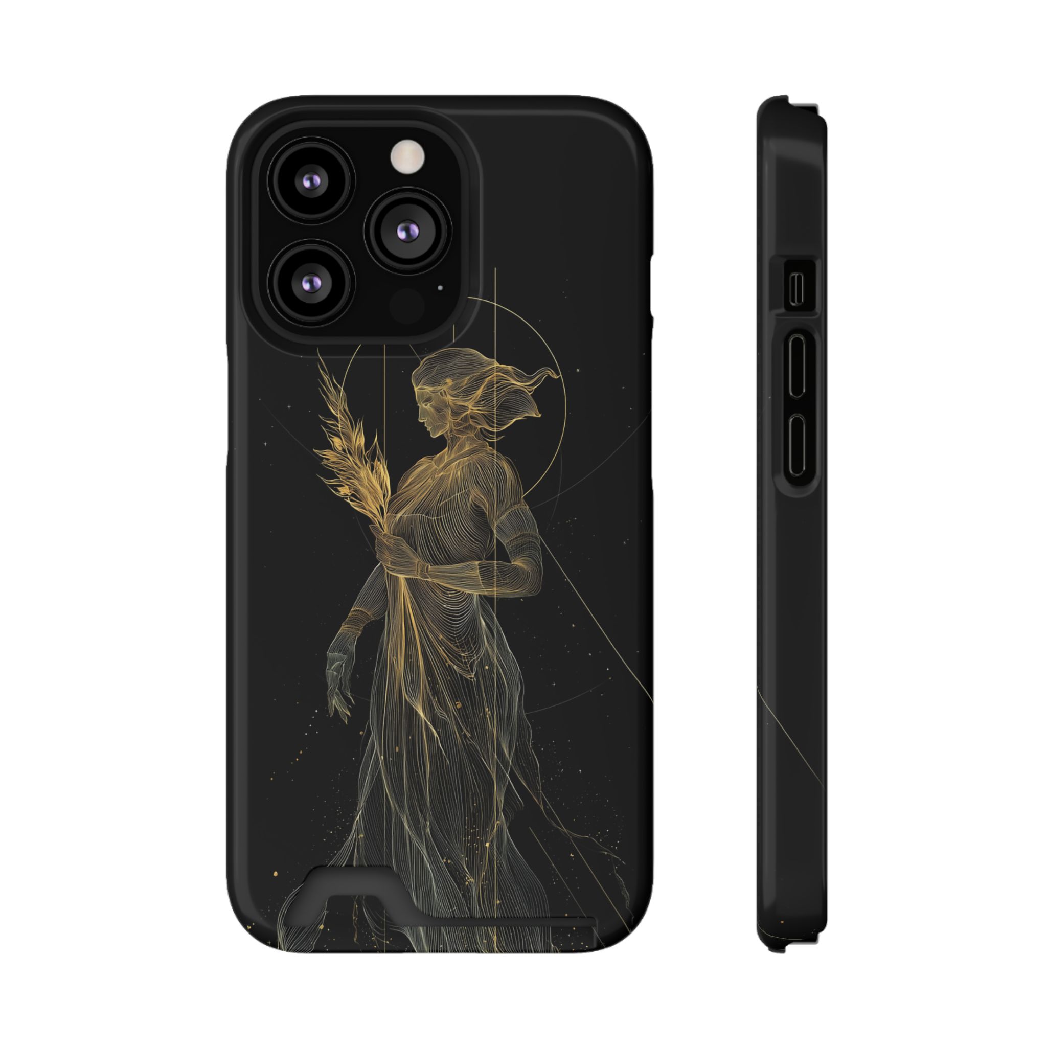 Virgo Zodiac Phone Case with Card Holder – Celestial Gold Maiden - Image 41