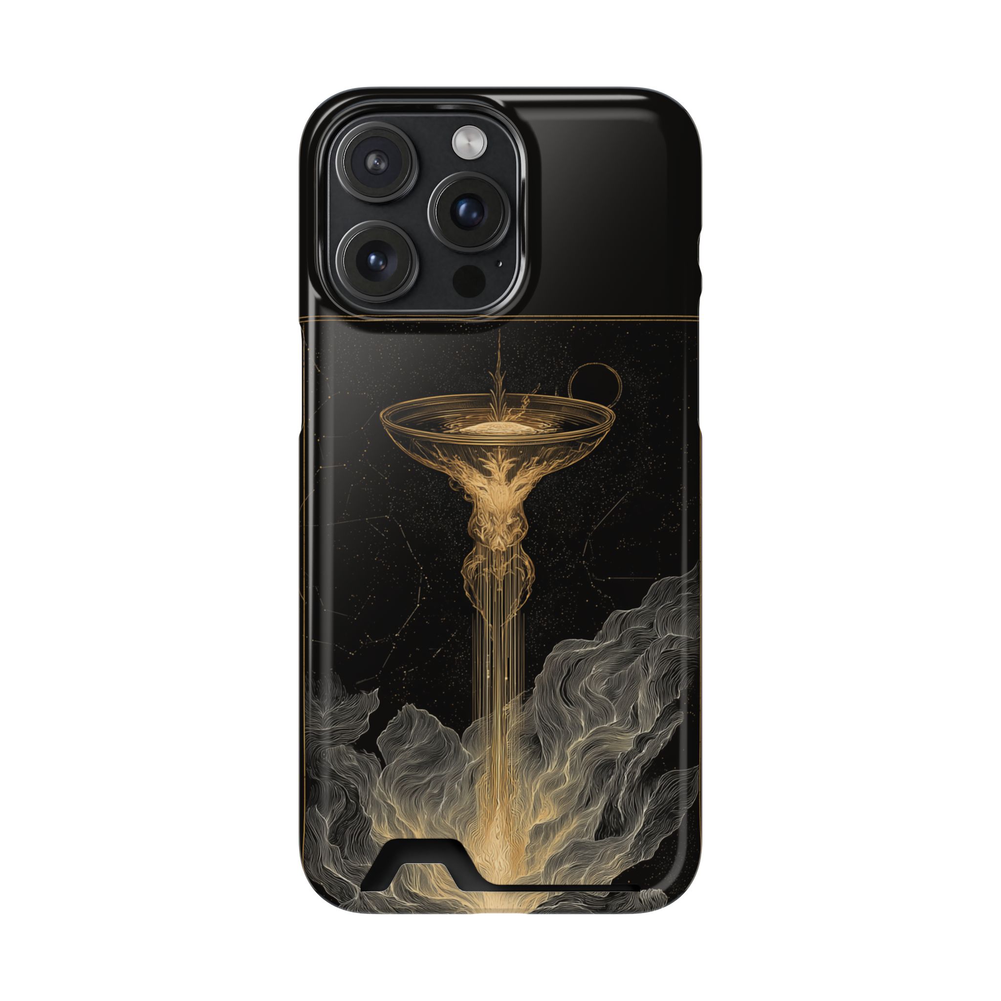 Aquarius Zodiac Phone Case with Card Holder – Celestial Gold Water Bearer - Image 103