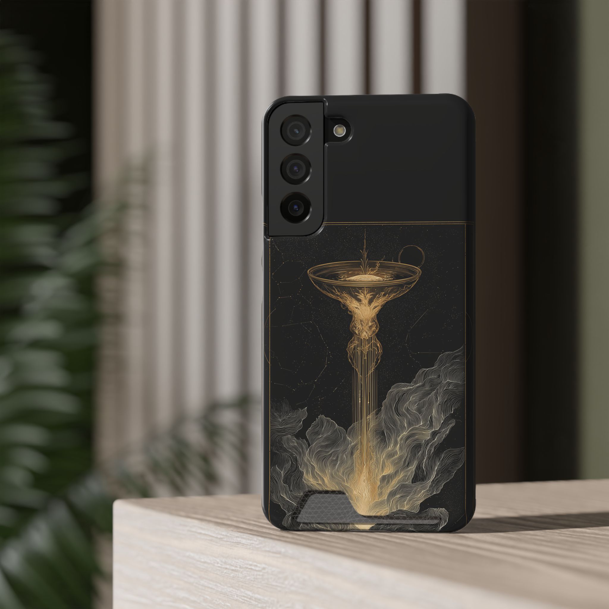 Aquarius Zodiac Phone Case with Card Holder – Celestial Gold Water Bearer - Image 12