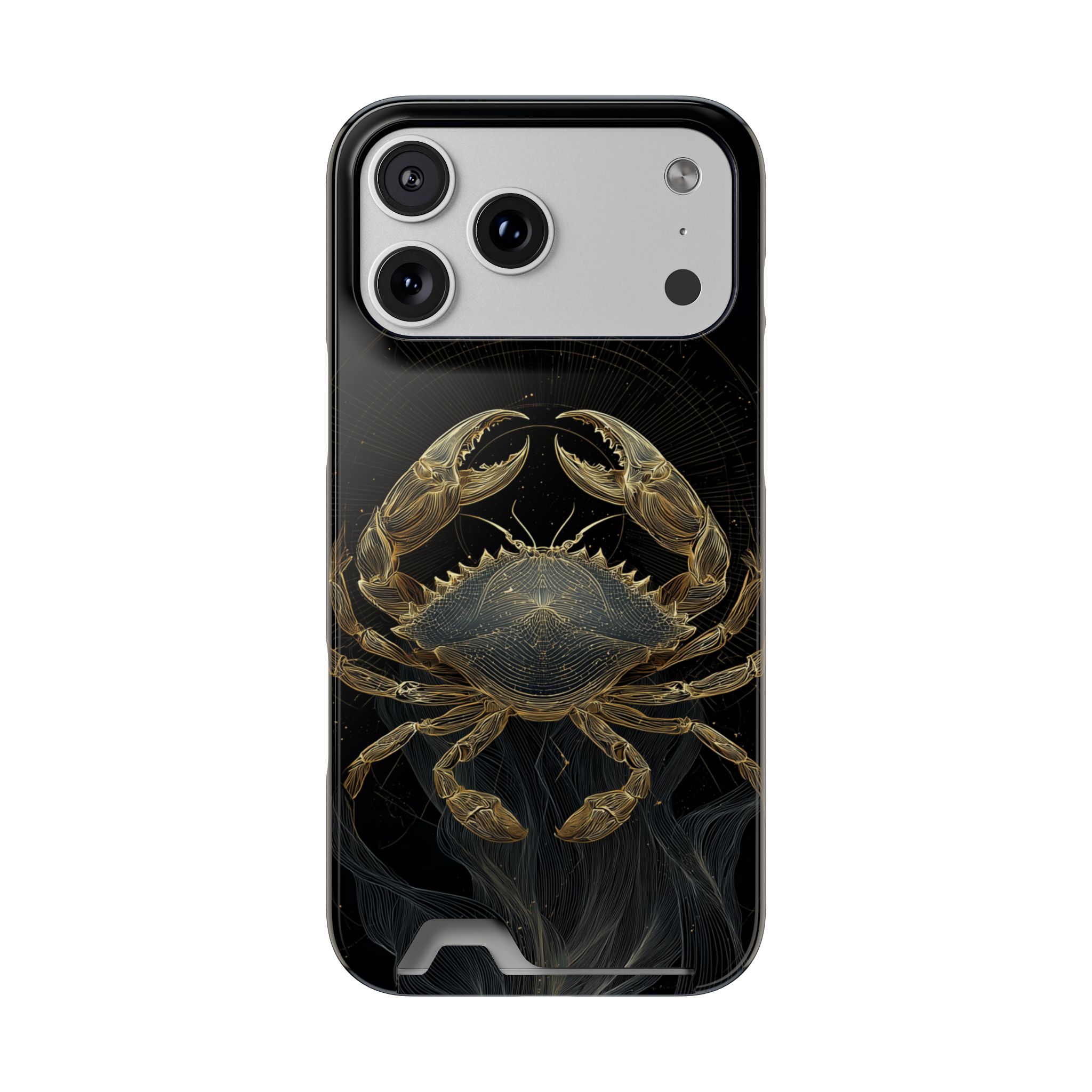 Cancer Zodiac Phone Case with Card Holder – Celestial Gold Crab - Image 88