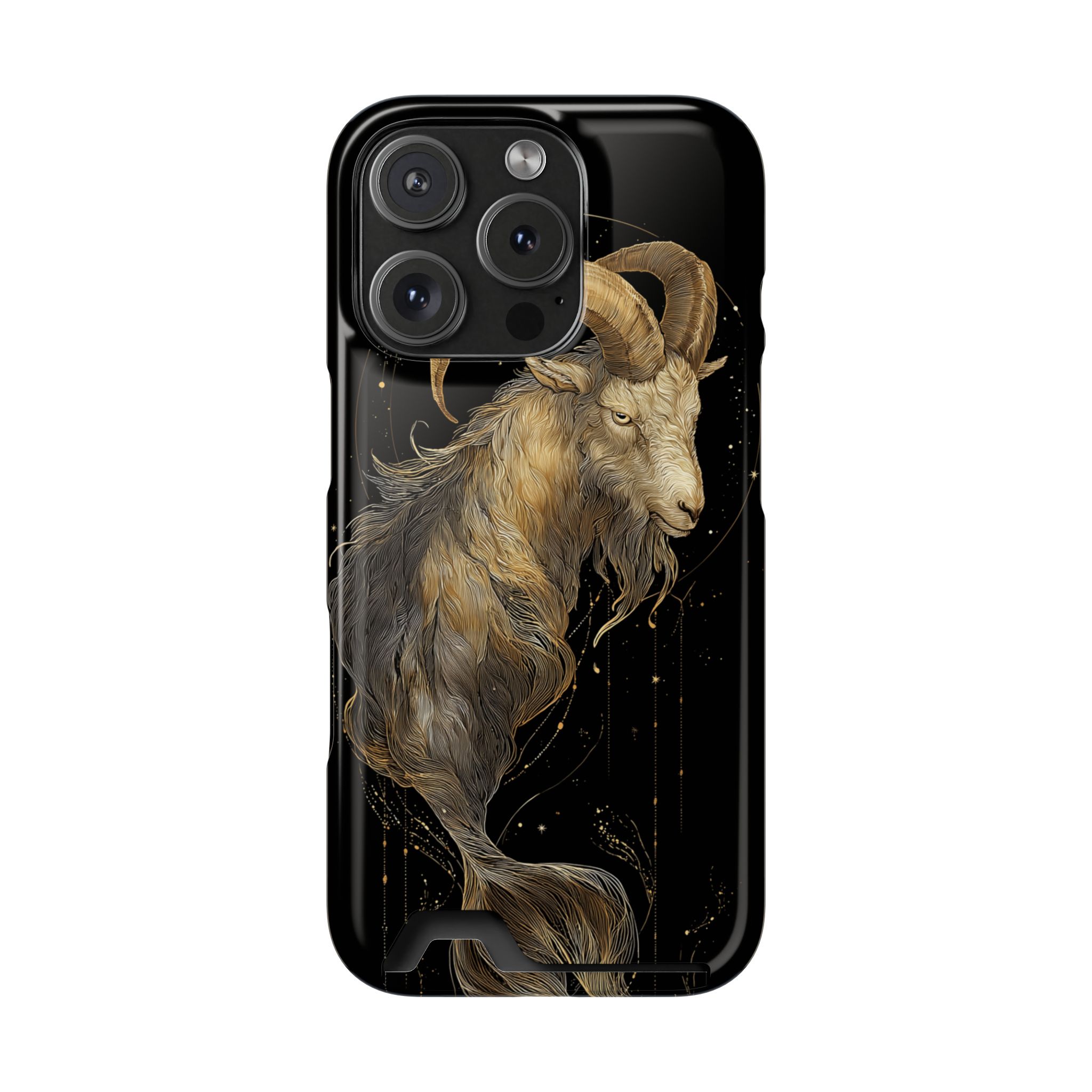 Capricorn Zodiac Phone Case with Card Holder – Celestial Gold Sea-Goat - Image 107