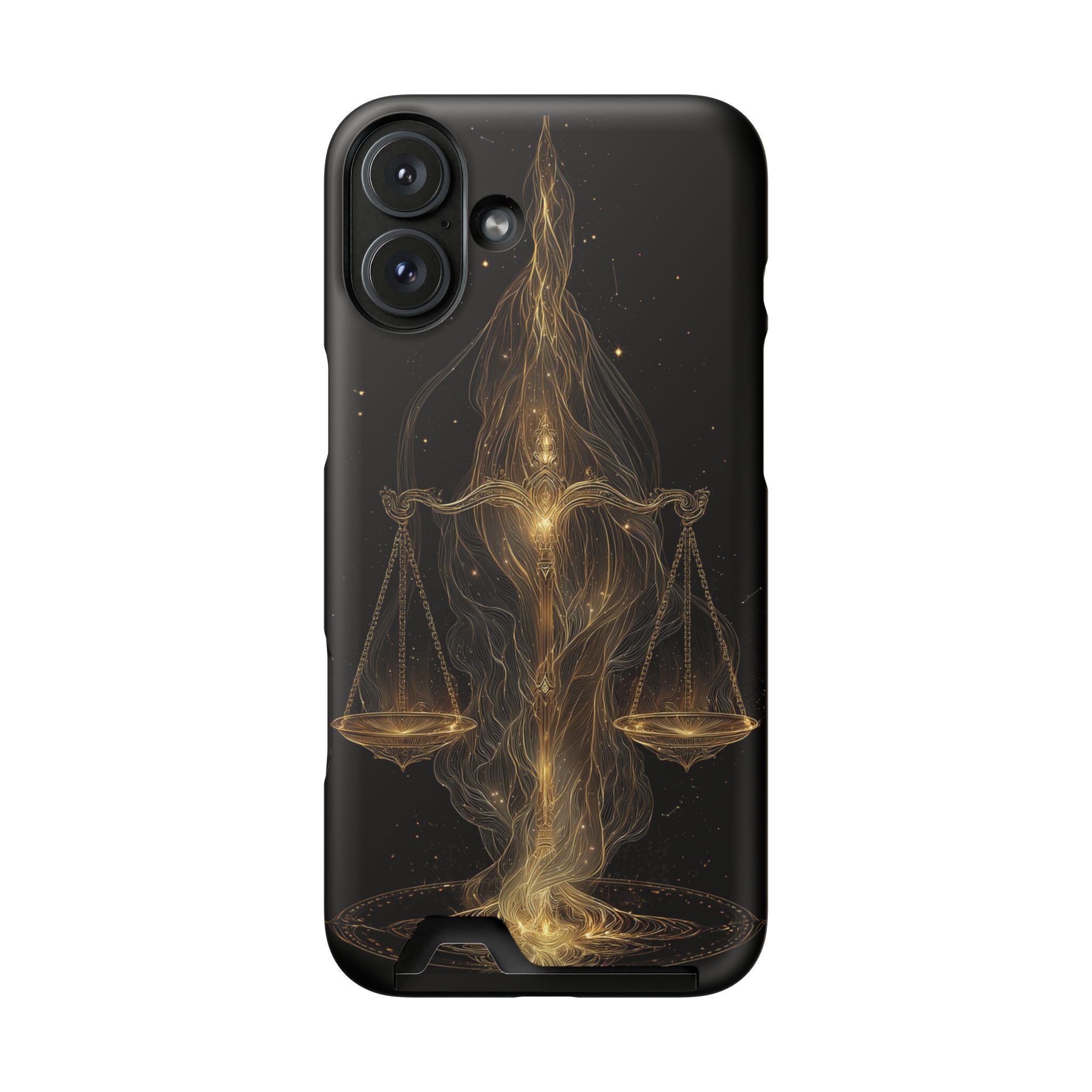 Libra Zodiac Phone Case with Card Holder – Celestial Gold Scales - Image 110