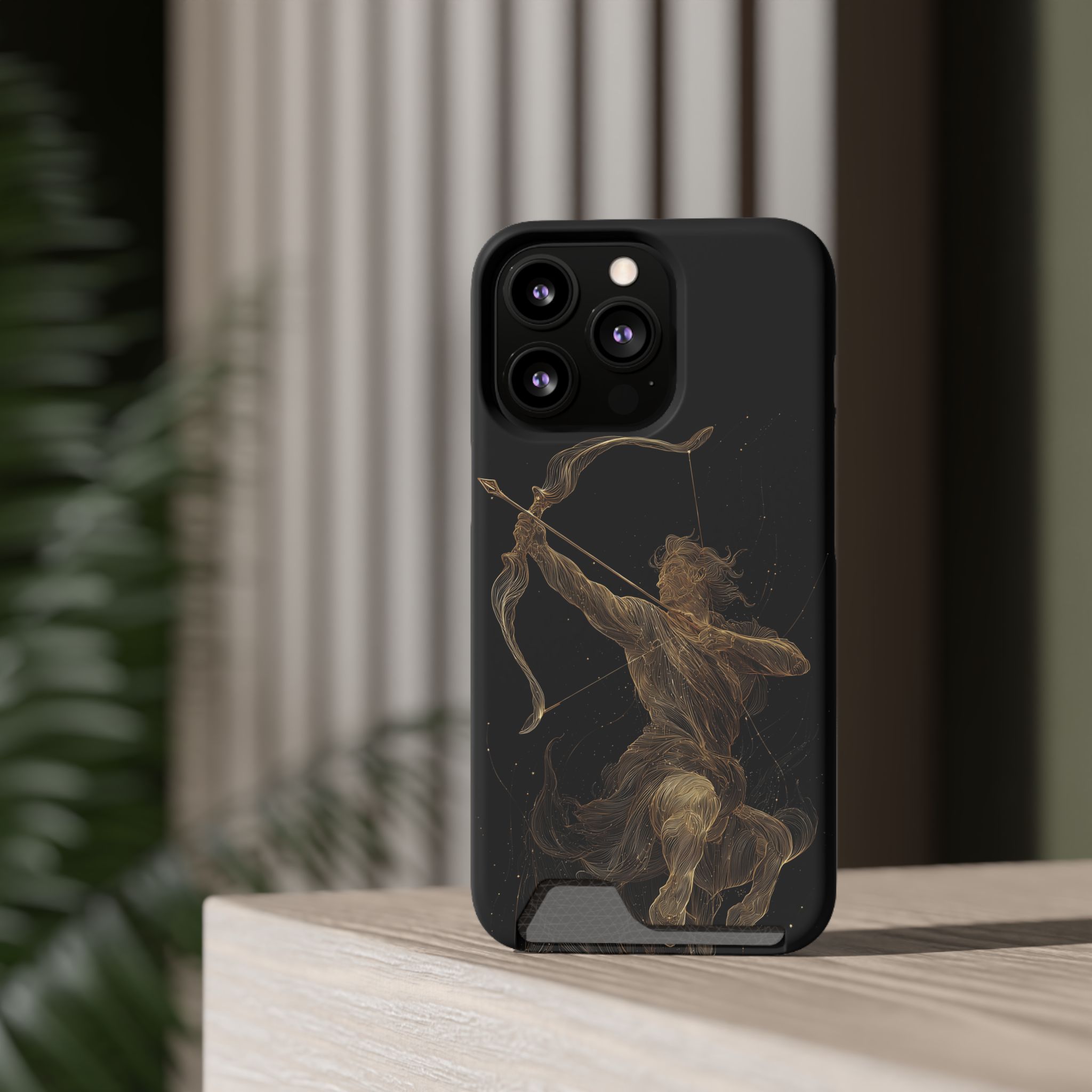 Sagittarius Zodiac Phone Case with Card Holder – Celestial Gold Archer - Image 48