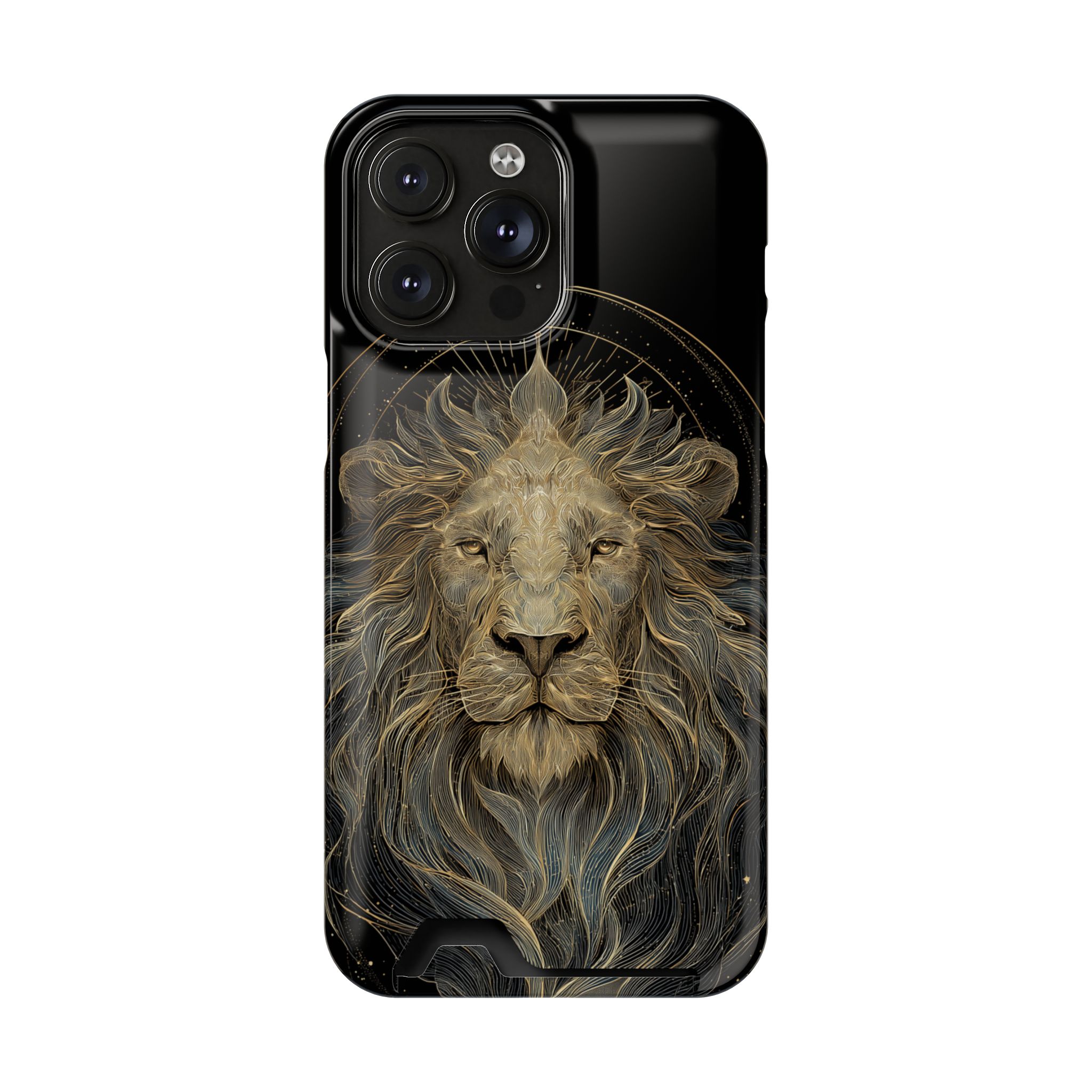 Leo Zodiac Phone Case with Card Holder – Celestial Gold Lion - Image 96