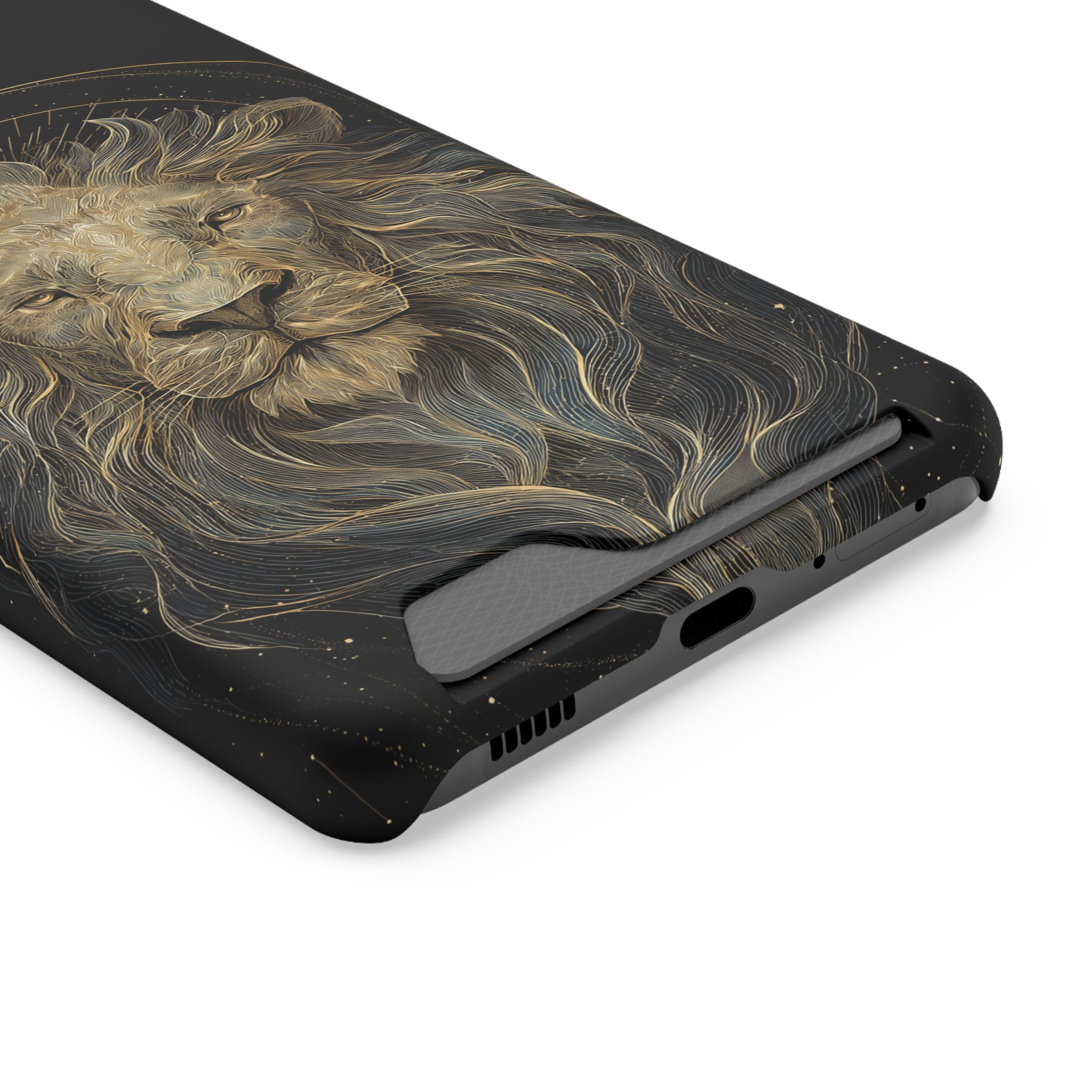 Leo Zodiac Phone Case with Card Holder – Celestial Gold Lion - Image 70