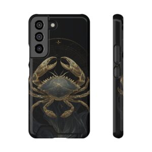Cancer Zodiac Phone Case with Card Holder – Celestial Gold Crab
