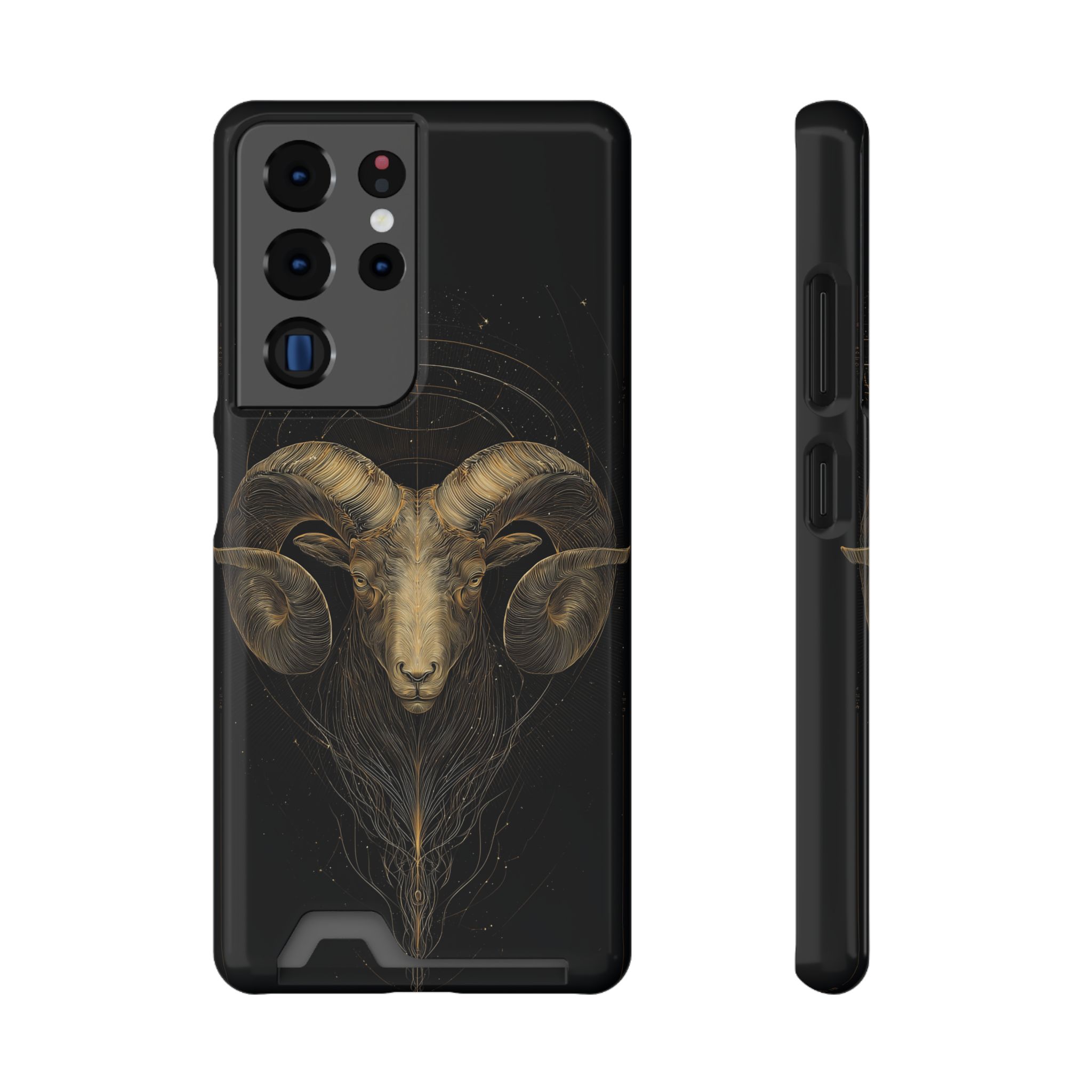 Aries Zodiac Phone Case with Card Holder – Celestial Gold Constellation - Image 73