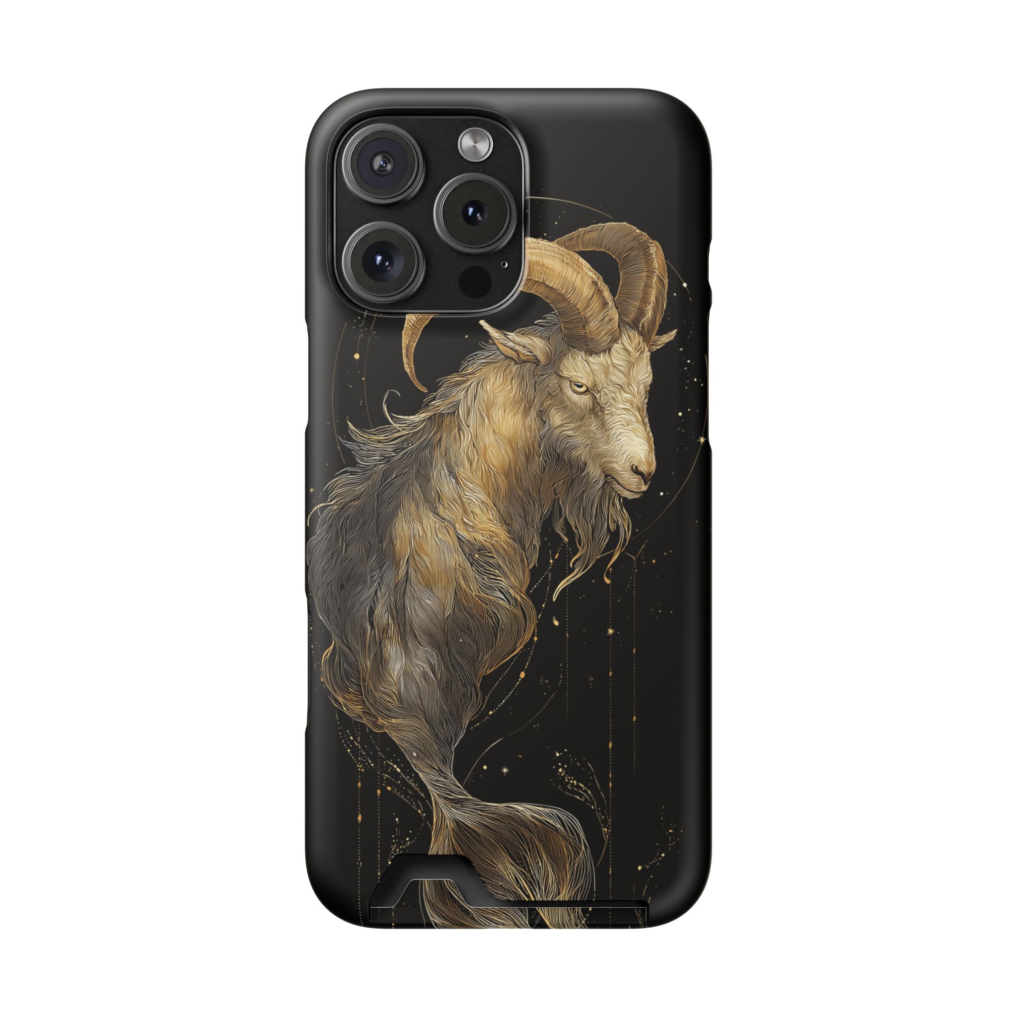 Capricorn Zodiac Phone Case with Card Holder – Celestial Gold Sea-Goat - Image 112